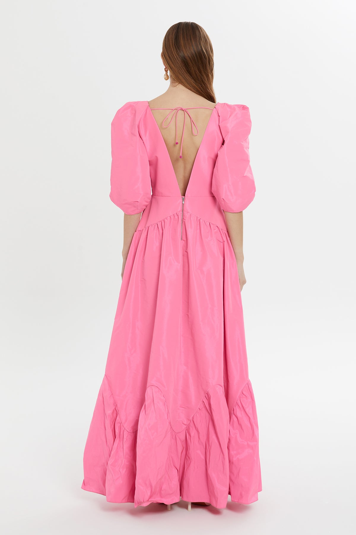 Pink V-Neck Maxi Dress