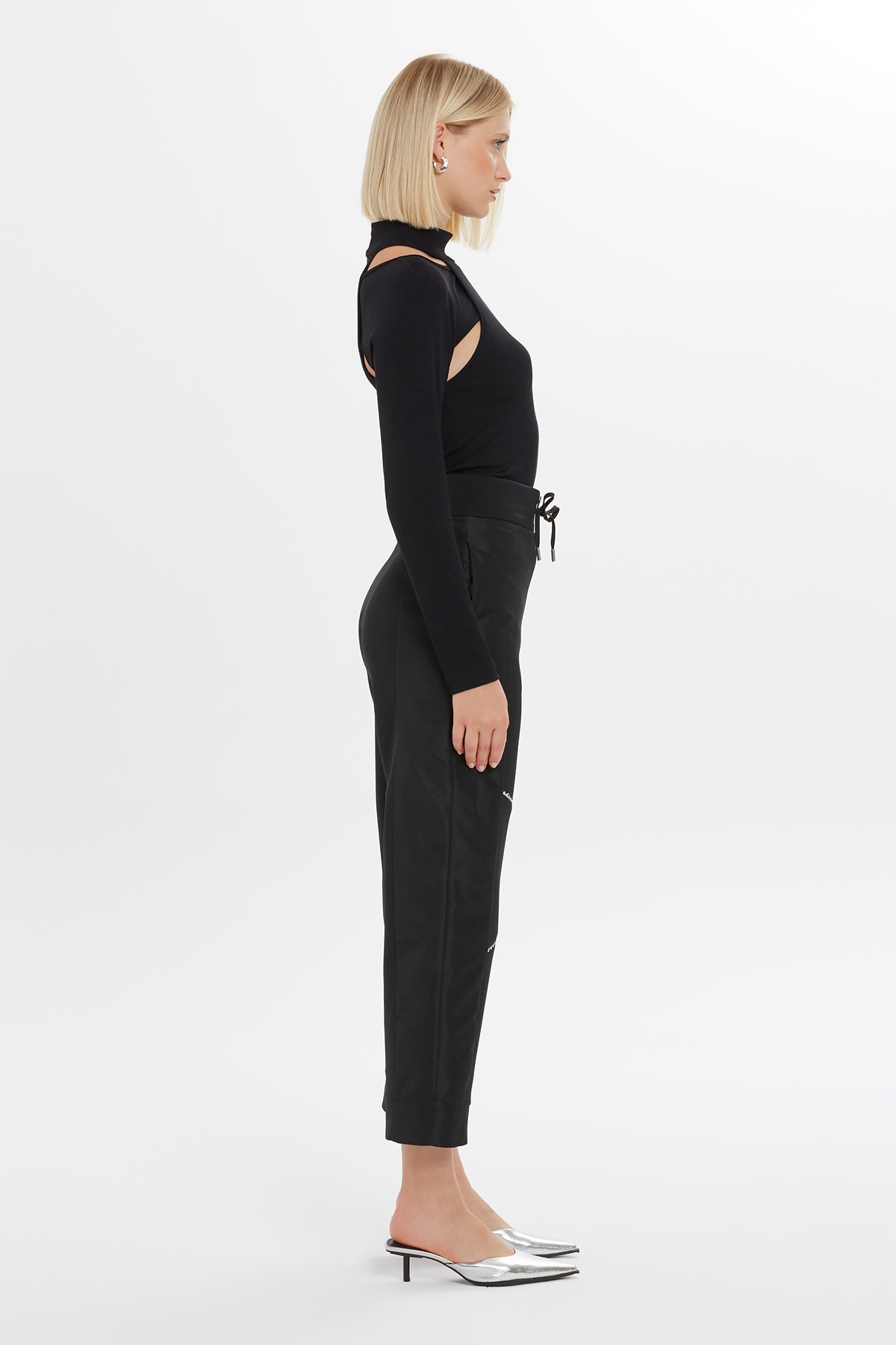 Zip-Front Embroide Straight-Leg  Sweatpants