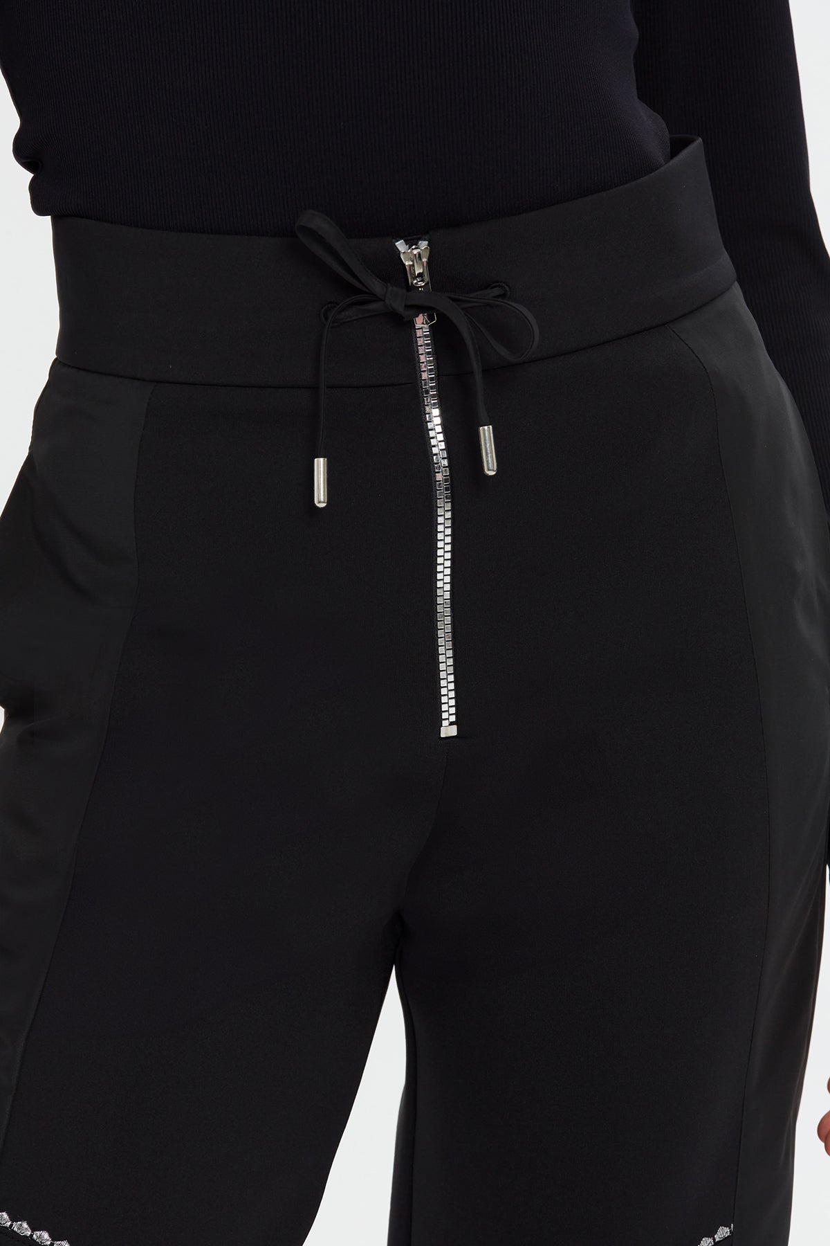 Zip-Front Embroide Straight-Leg  Sweatpants