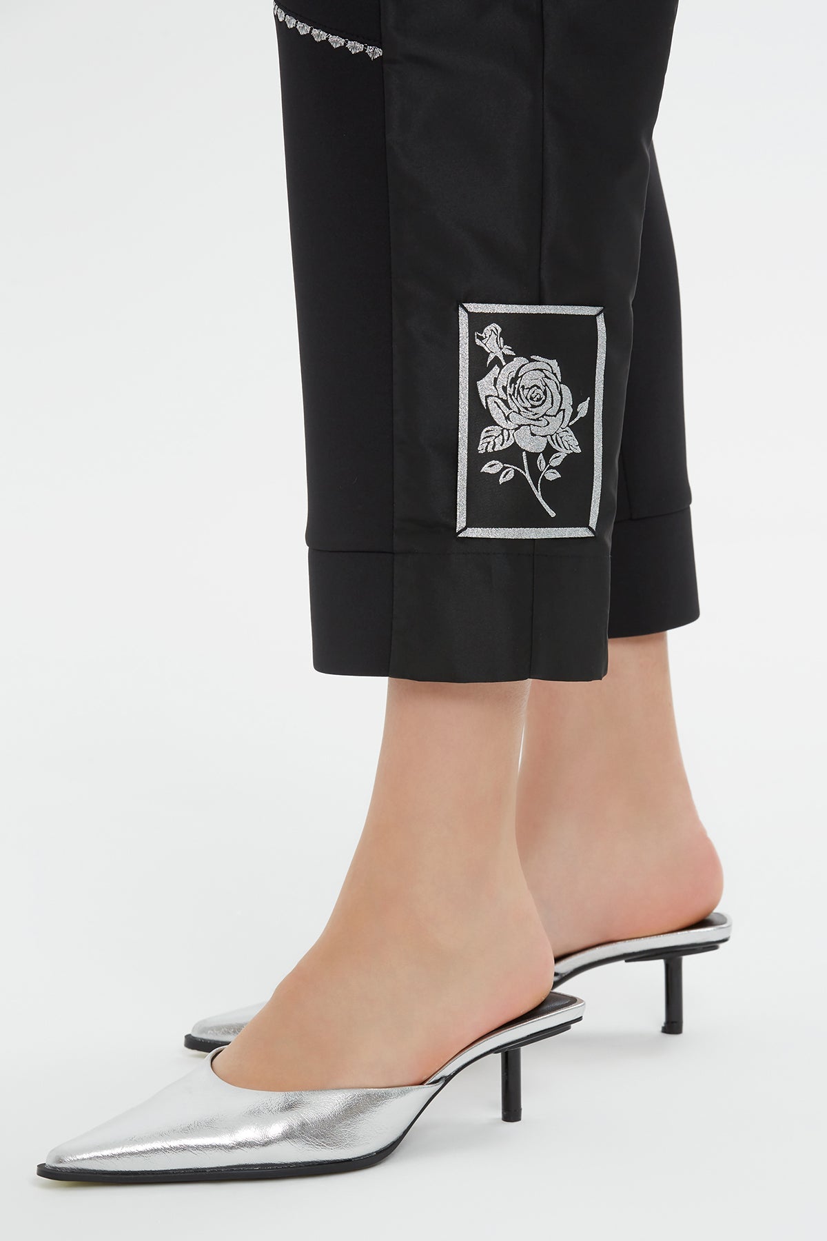 Zip-Front Embroide Straight-Leg  Sweatpants