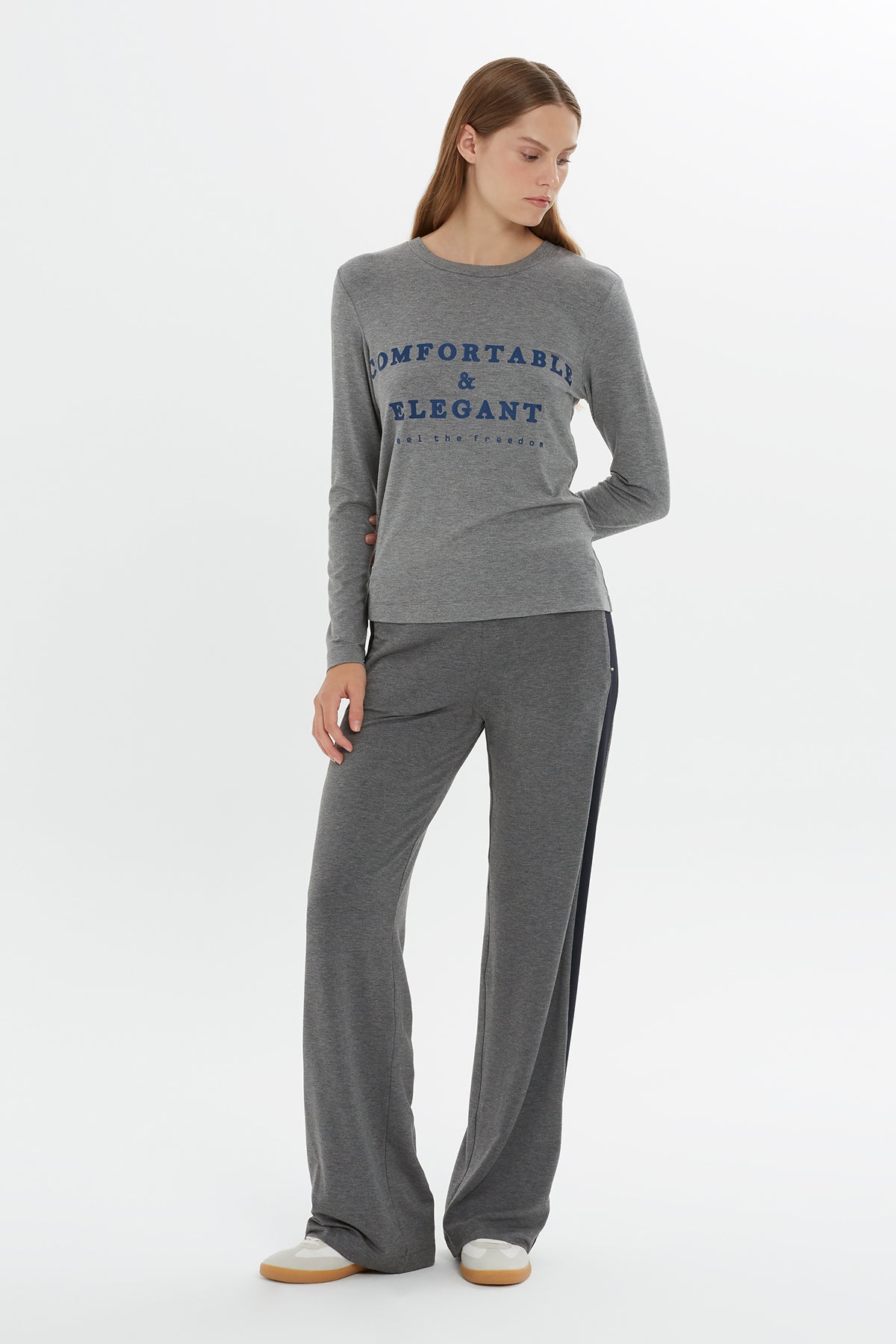 Grey Printed Long-Sleeve T-shirt