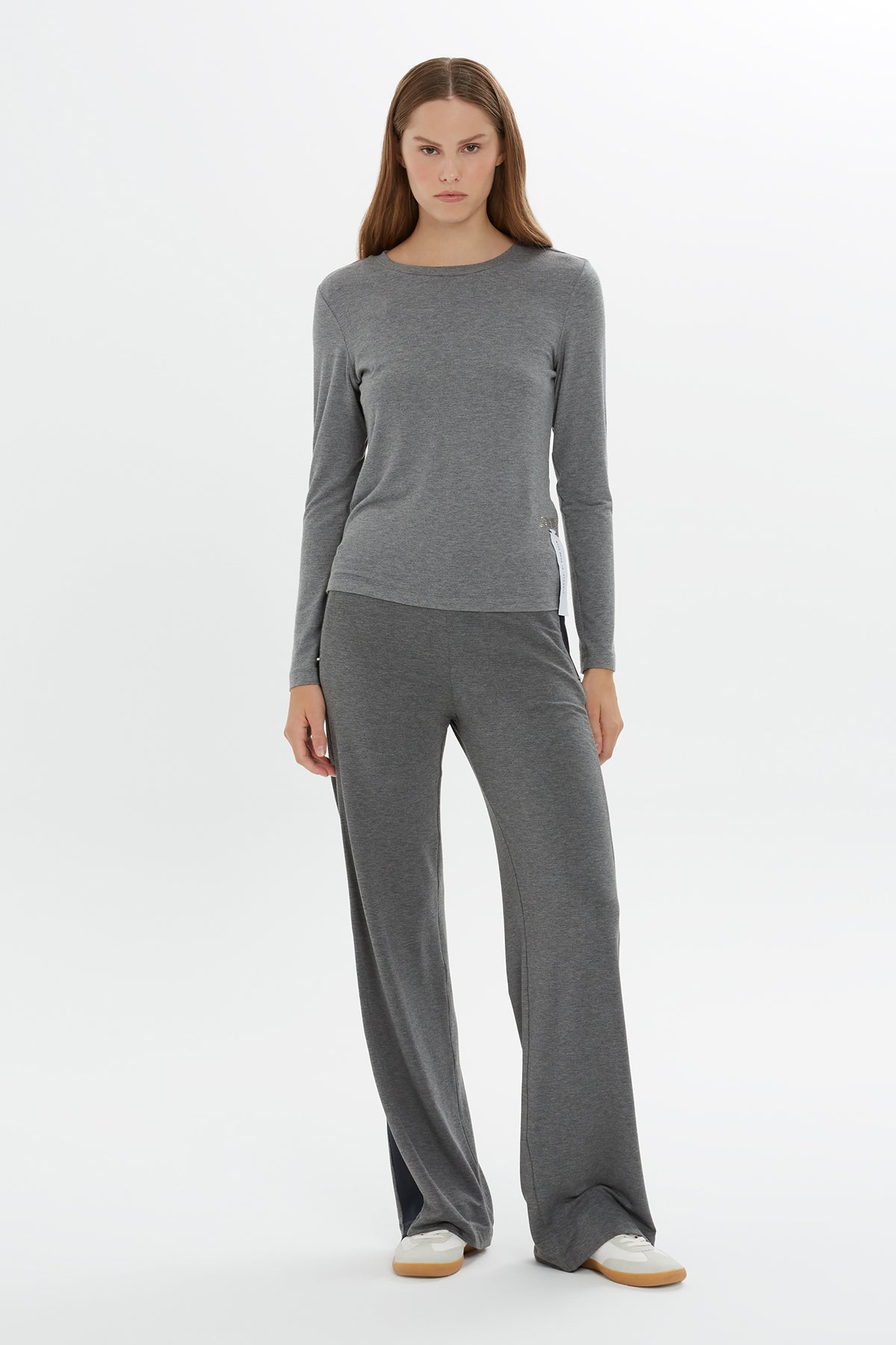 Grey Round Neck Accessory T-shirt