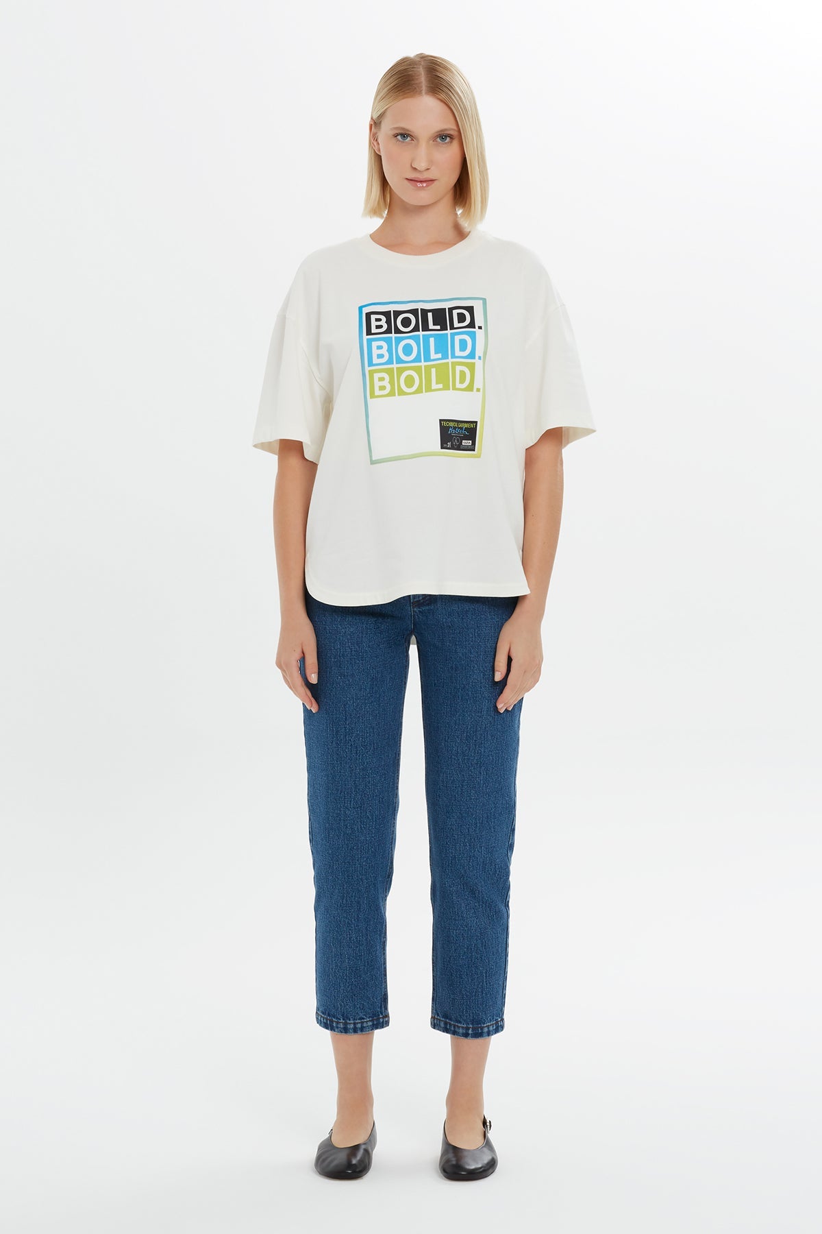 Slogan Print Off Short-Sleeve T-Shirt