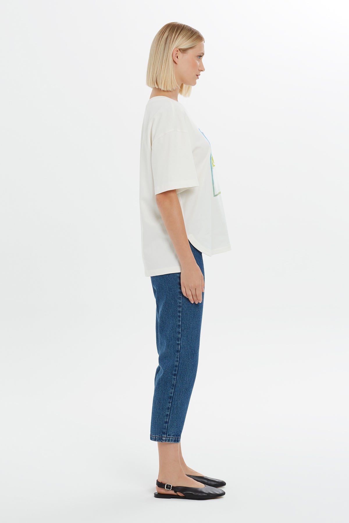 Slogan Print Off Short-Sleeve T-Shirt