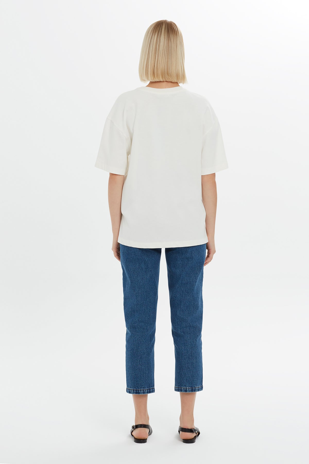 Slogan Print Off Short-Sleeve T-Shirt