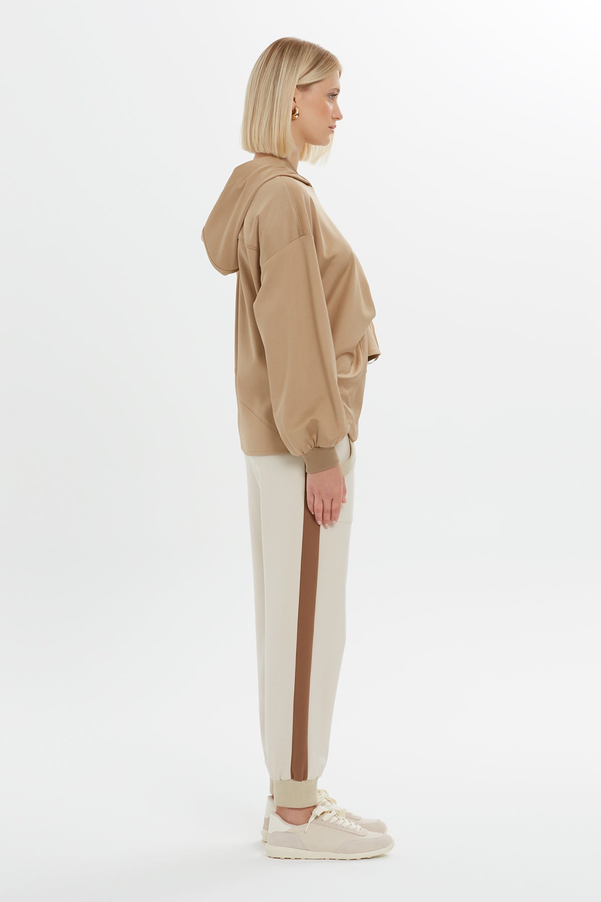 Beige Gathered Sweatshirt