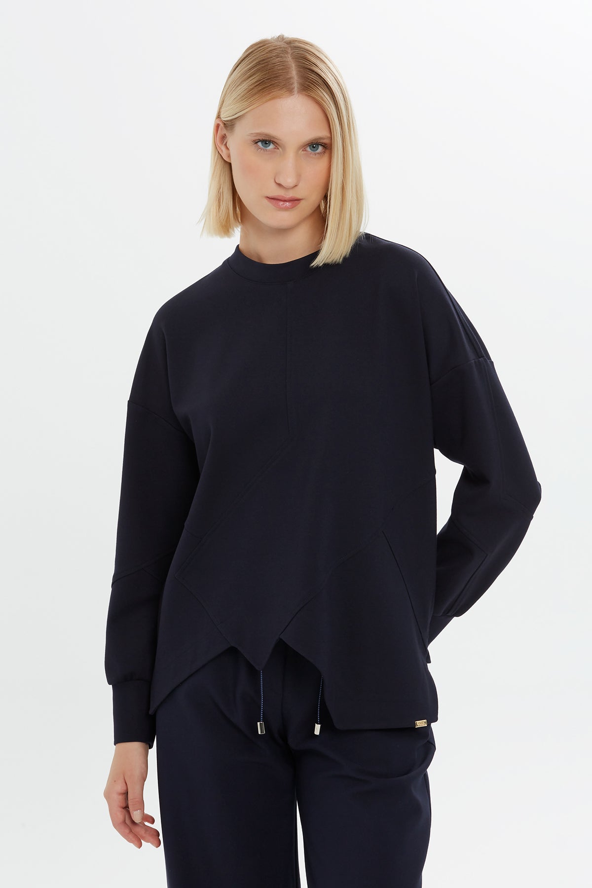 Navy Asymmetric Sweatshirt