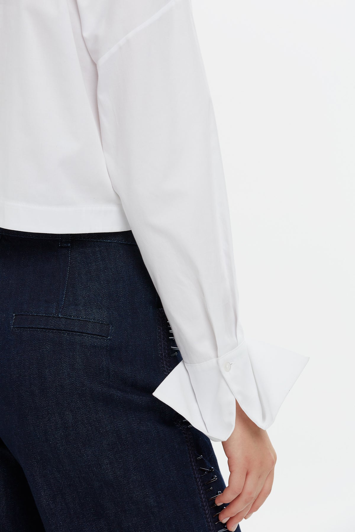 White Beaded Collar Detail Blouse