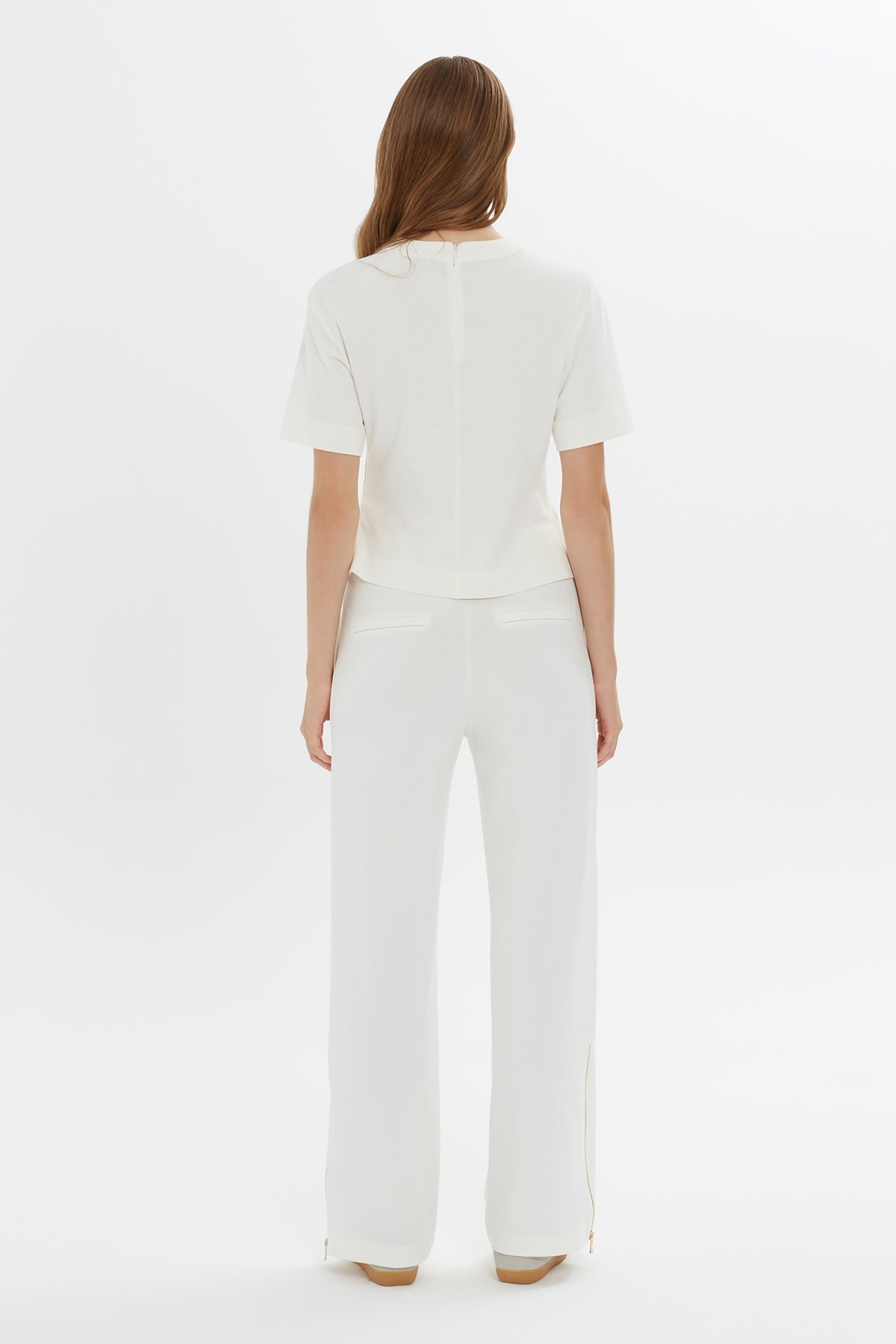 Ecru Zipper Detail T-Shirt