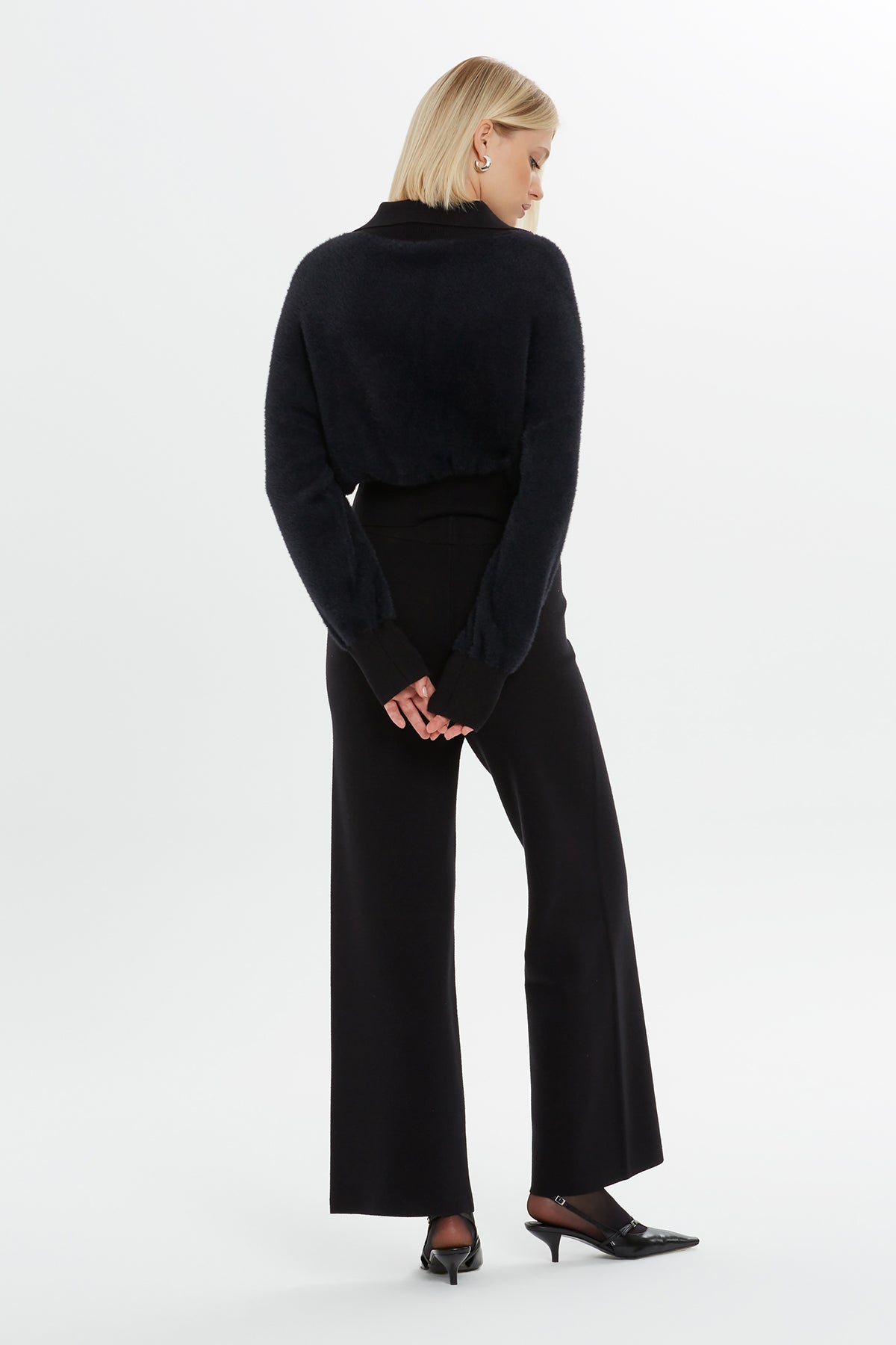 Black Collared Button Sweater