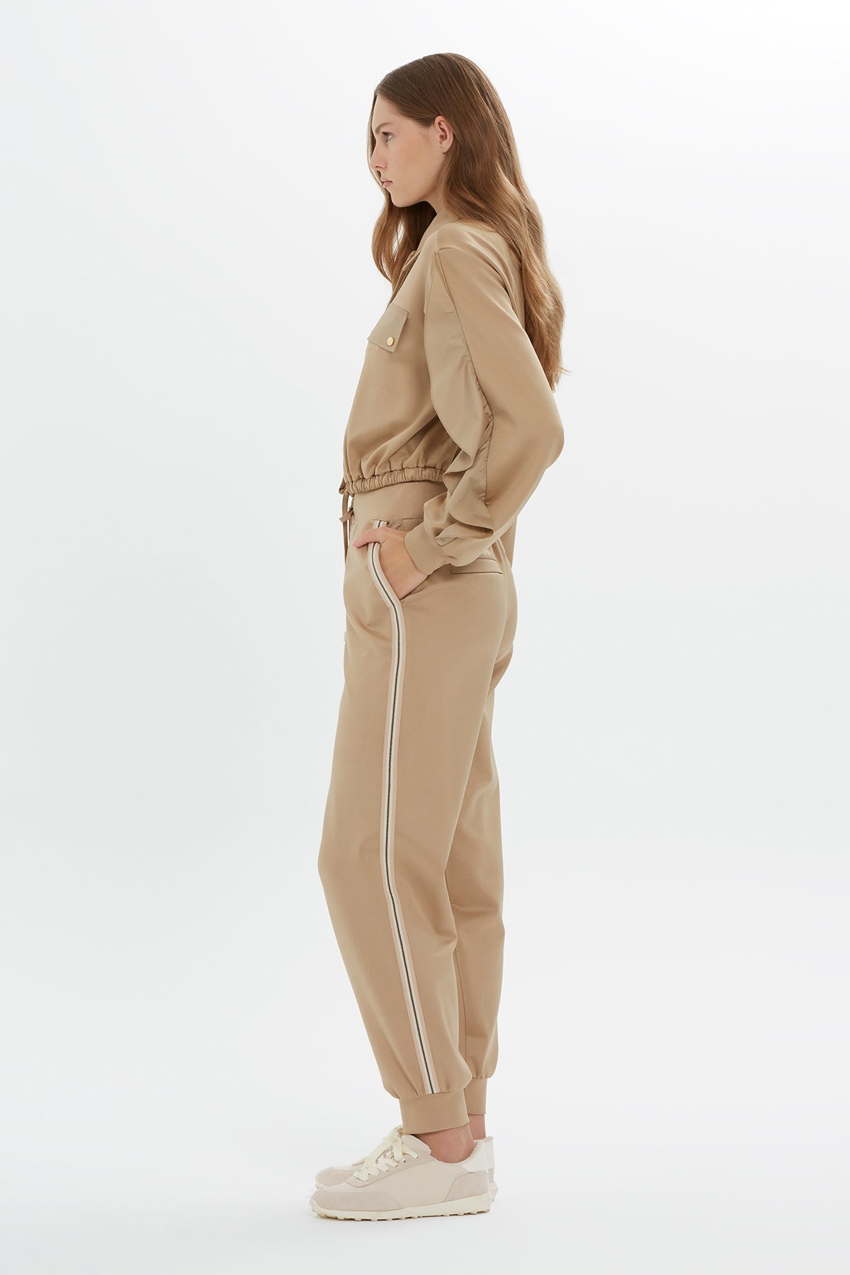 Ruffle-Sleeve Stripe Sweatshirt