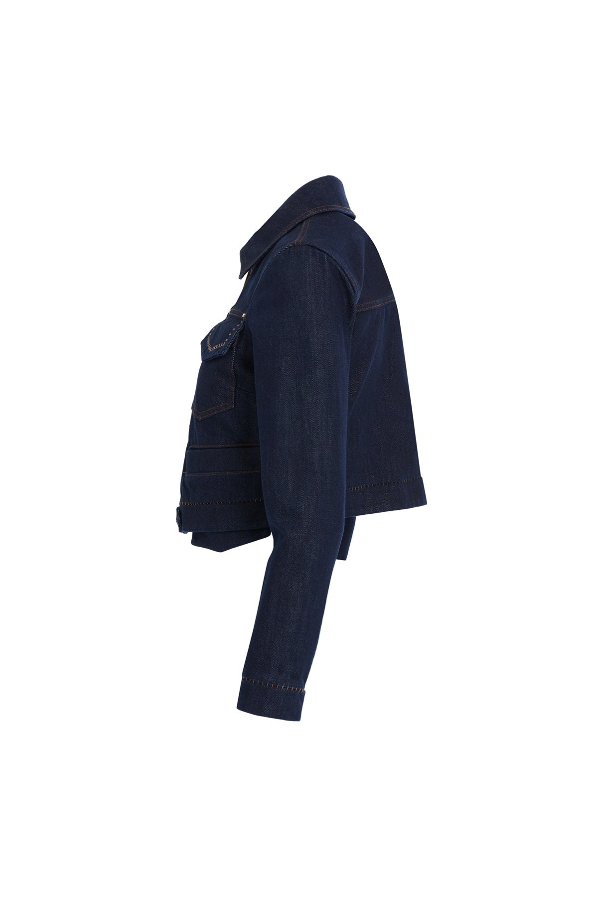 Stud-Detail Cropped Denim Jacket