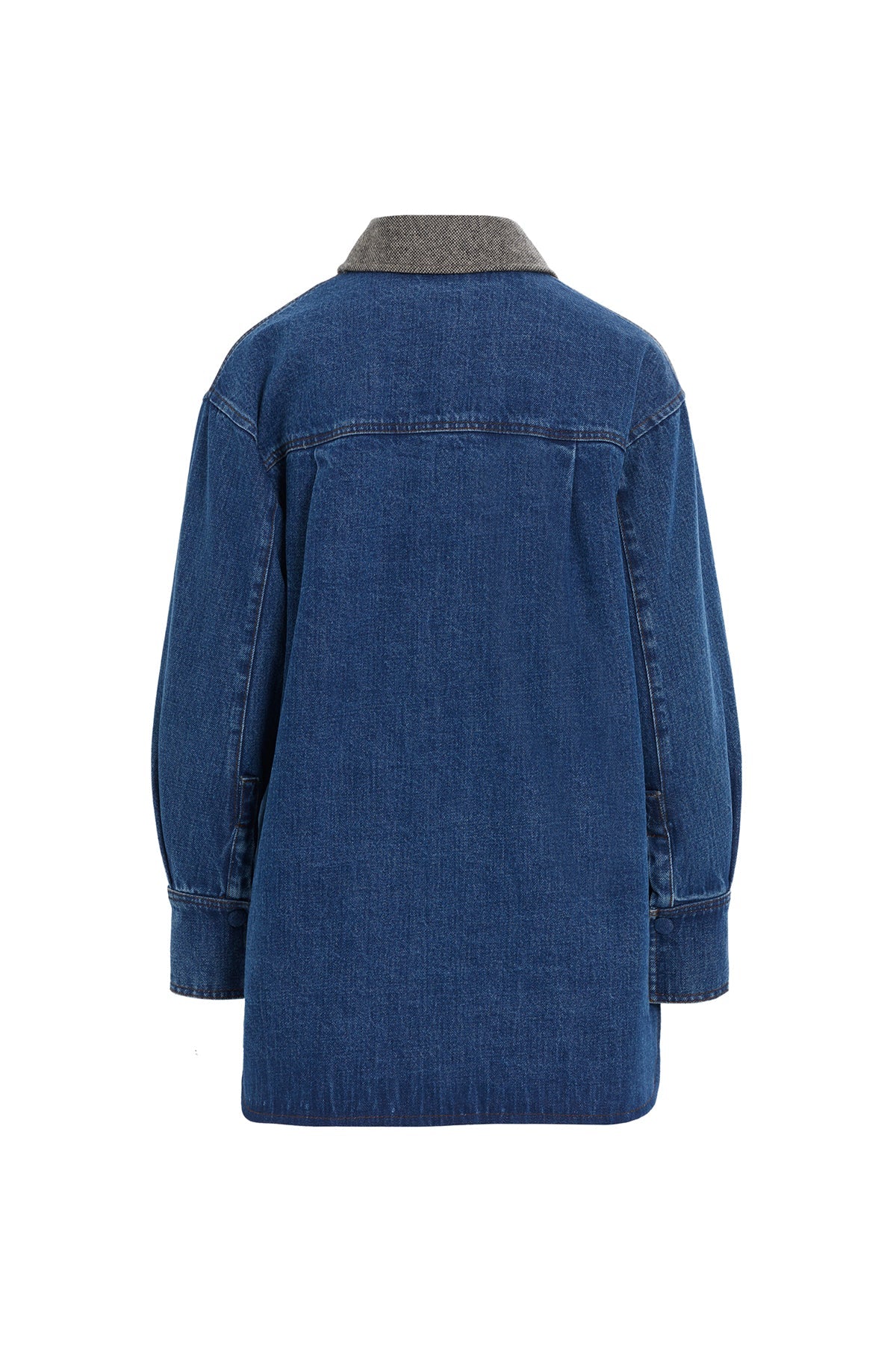 Contrast-Collar Denim Shirt