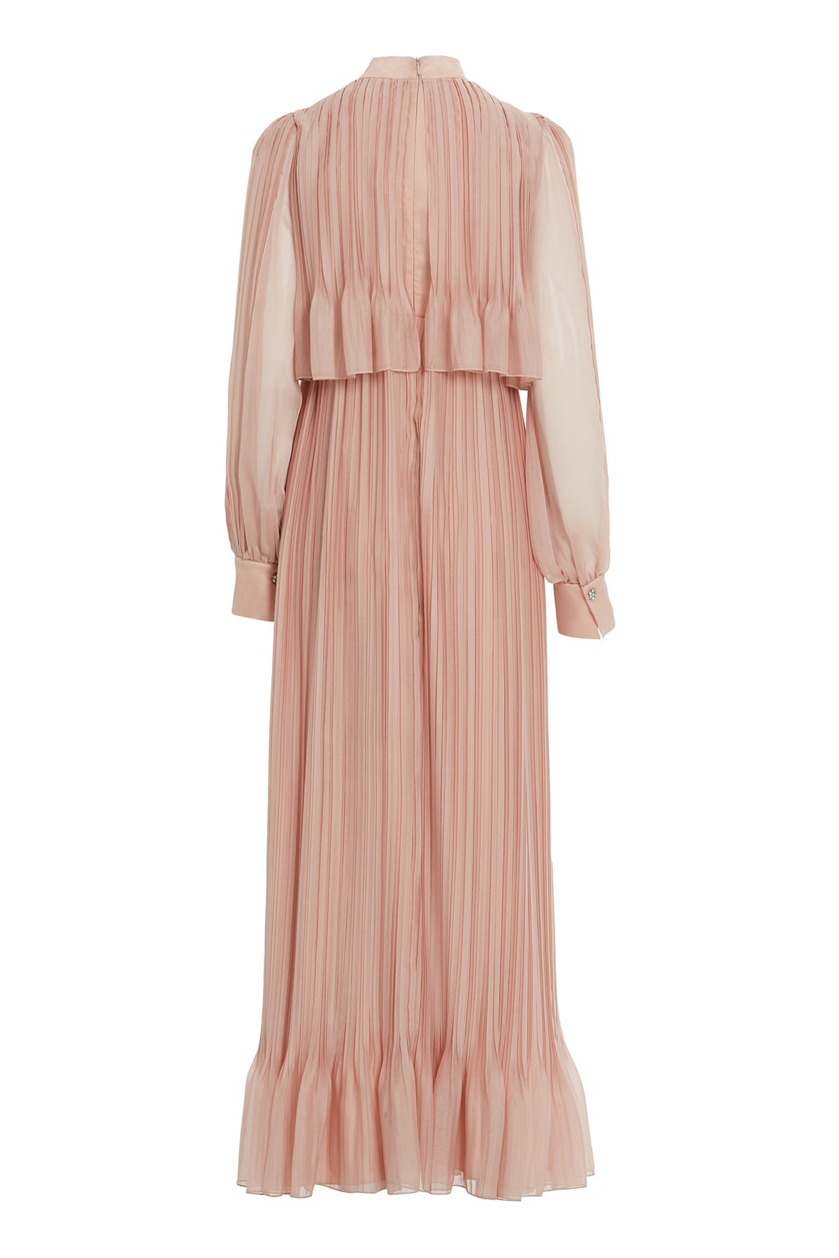 Pink Embroidered-Collar Maxi Dress