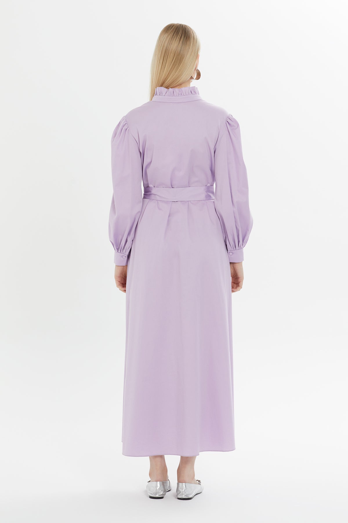 Pink Ruffled Midi Dress