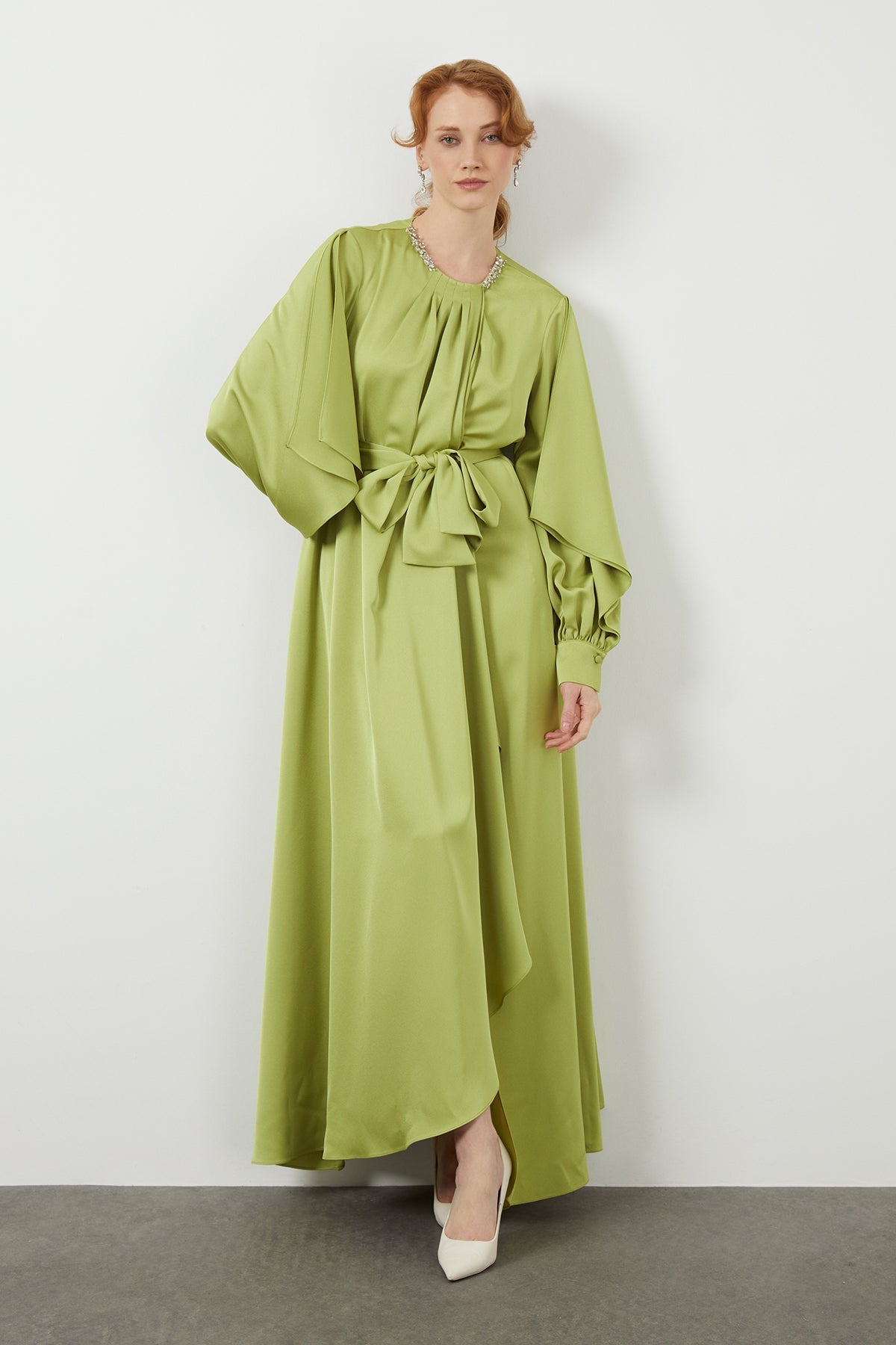 Green Maxi Pleated Dress