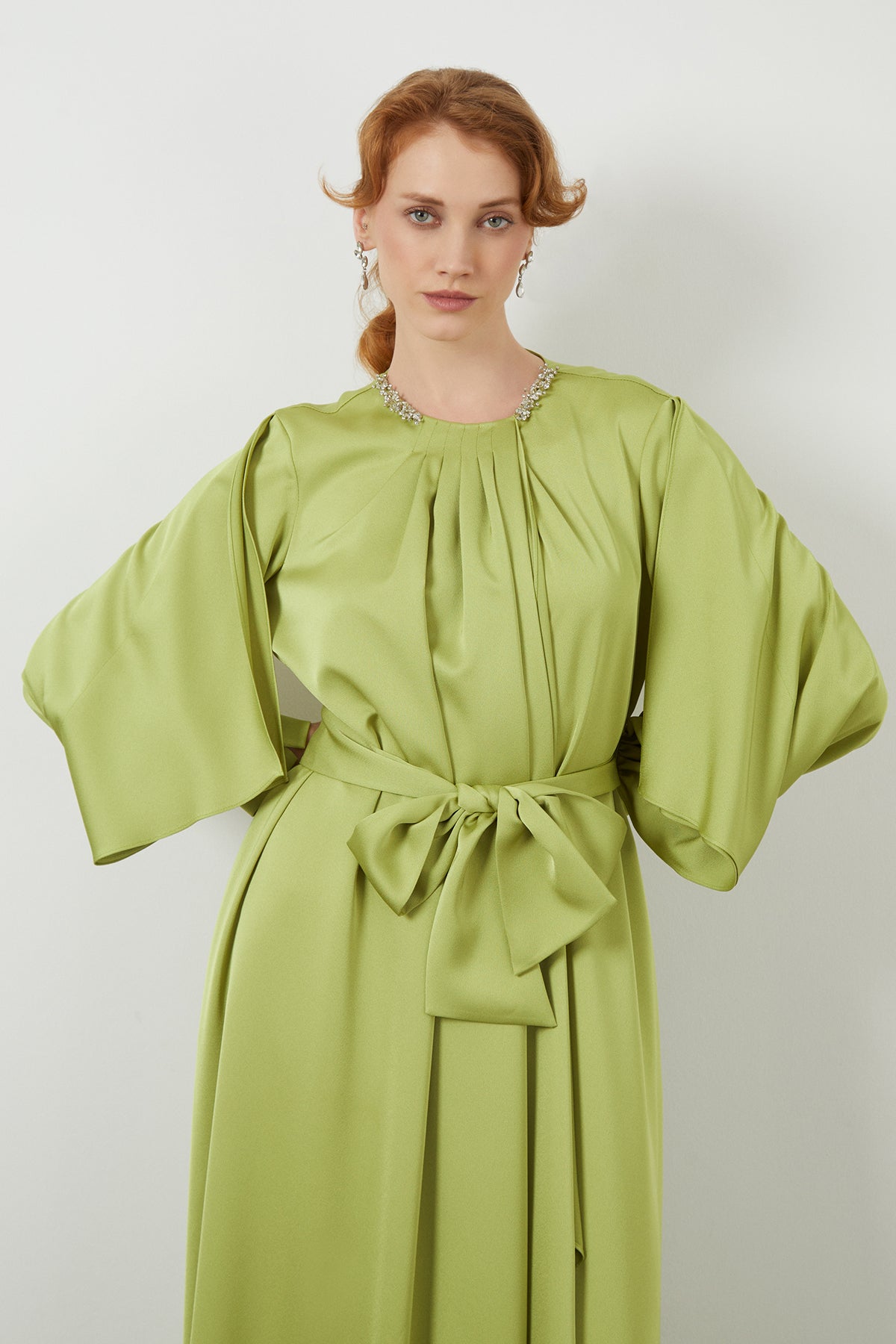 Green Maxi Pleated Dress