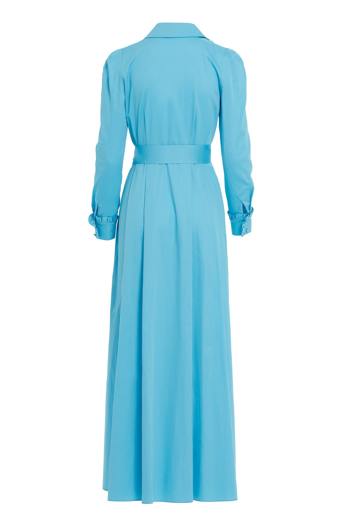 Blue Embroidered-Collar Maxi Dress