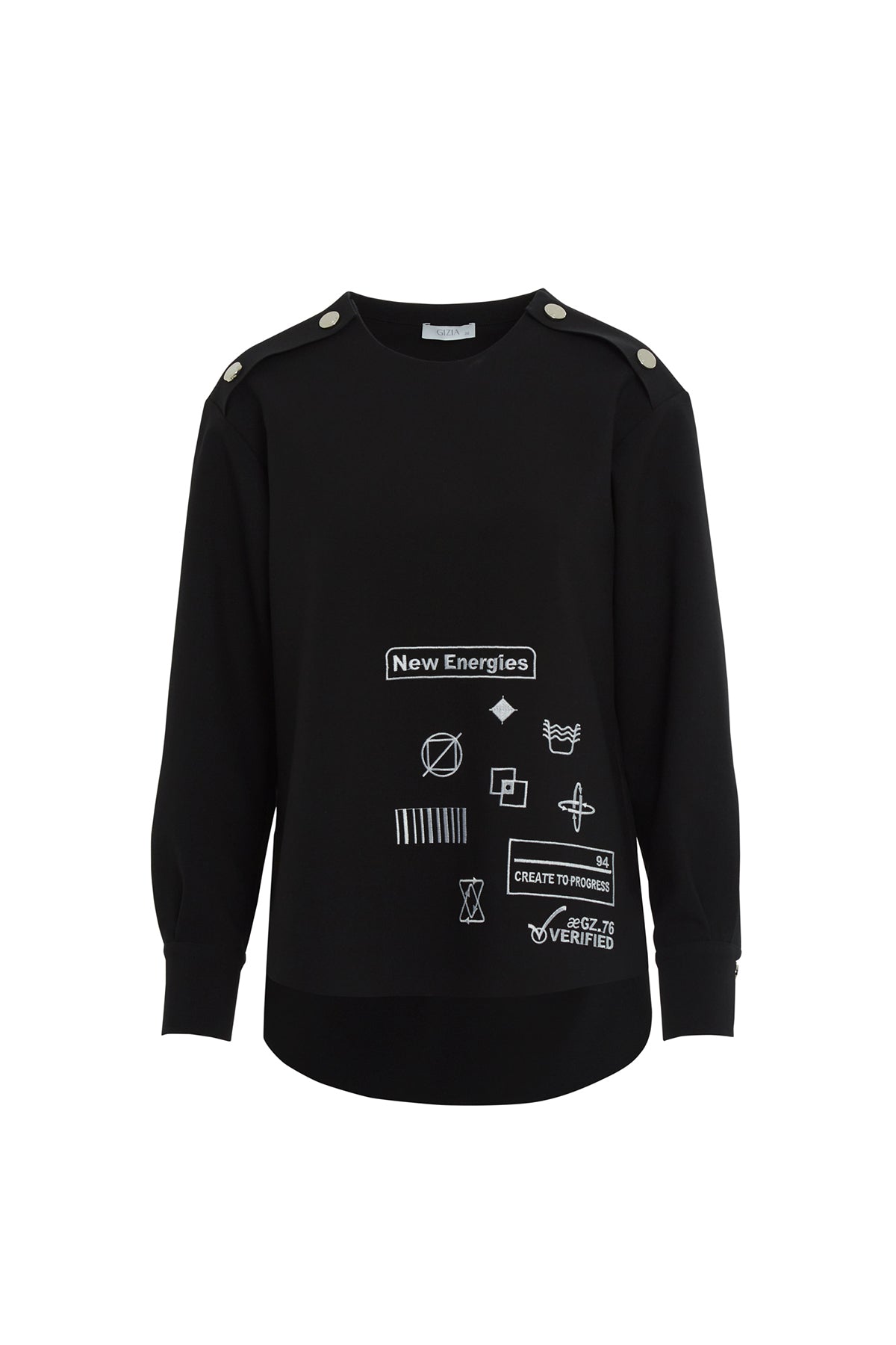 Black Printed Long-Sleeve Sweatshirt