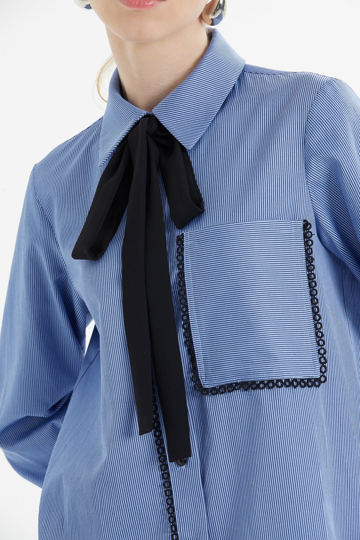 Black Scarf-Detail Co-Ord Set