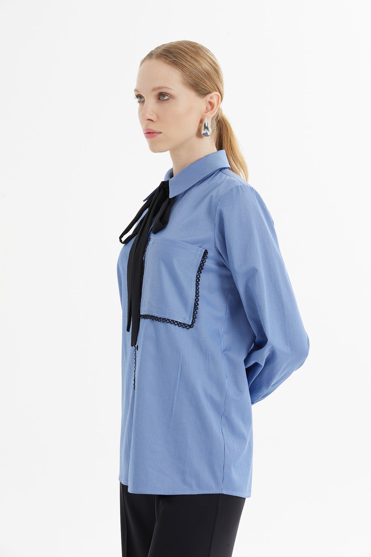 Black Scarf-Detail Co-Ord Set