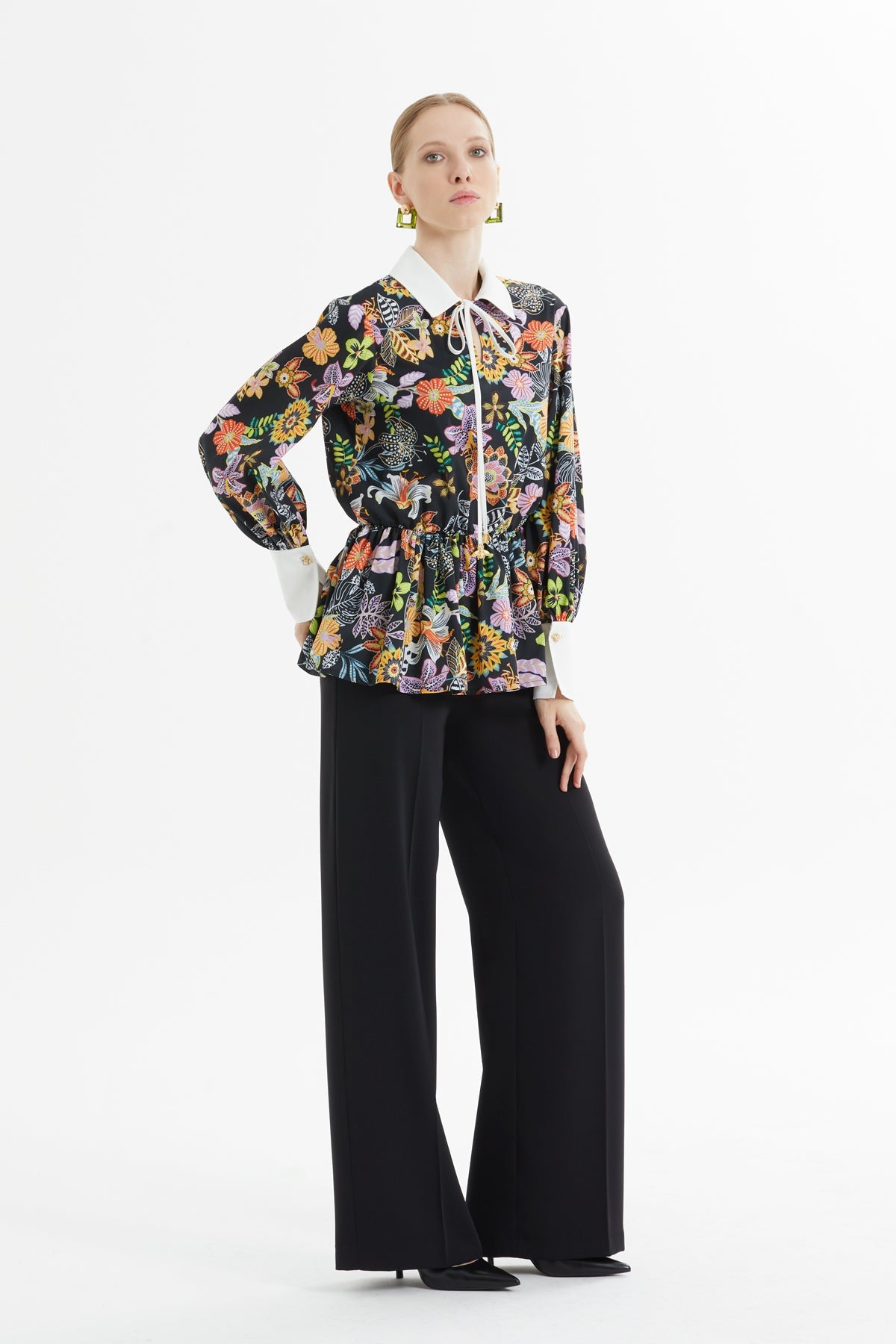 Black Patterned Shirt Co-Ord Set