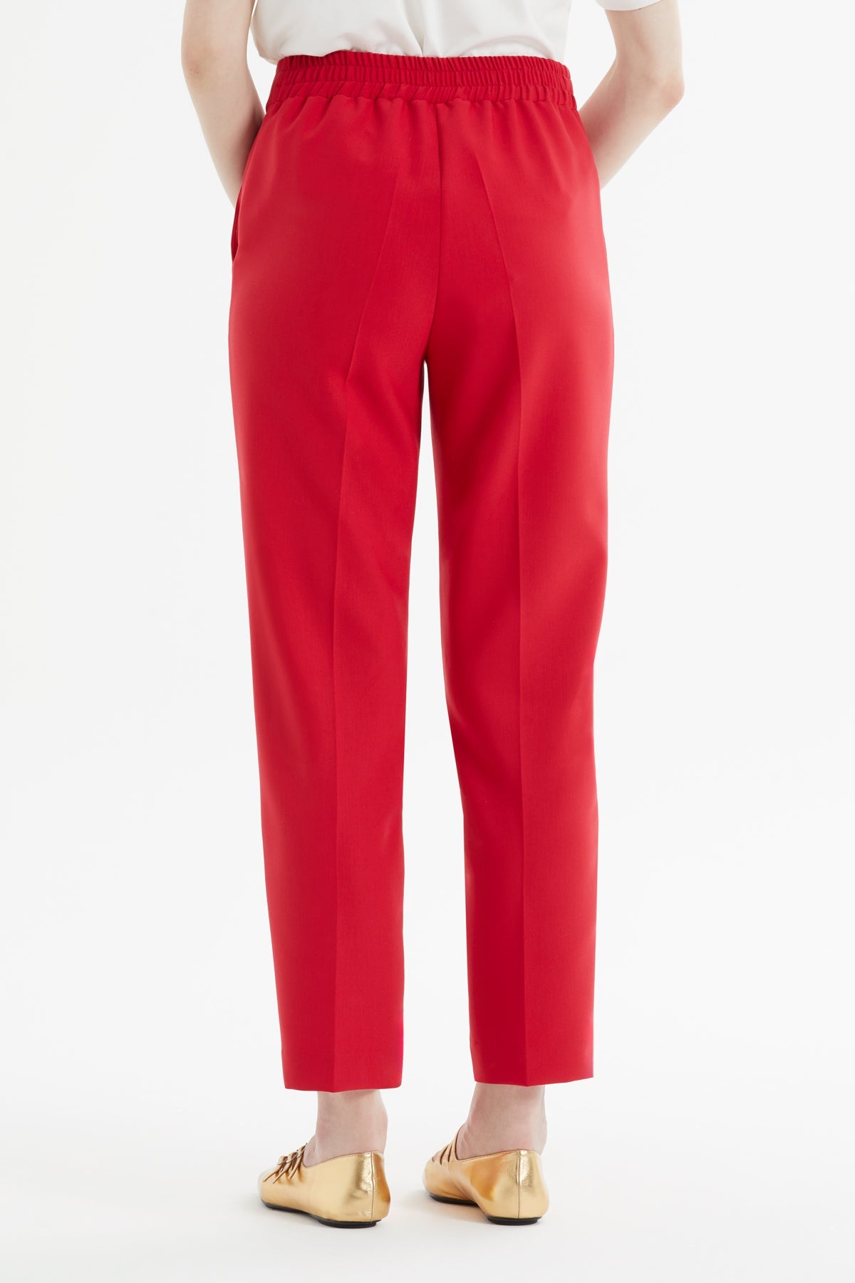Red Tapered-Leg Trousers