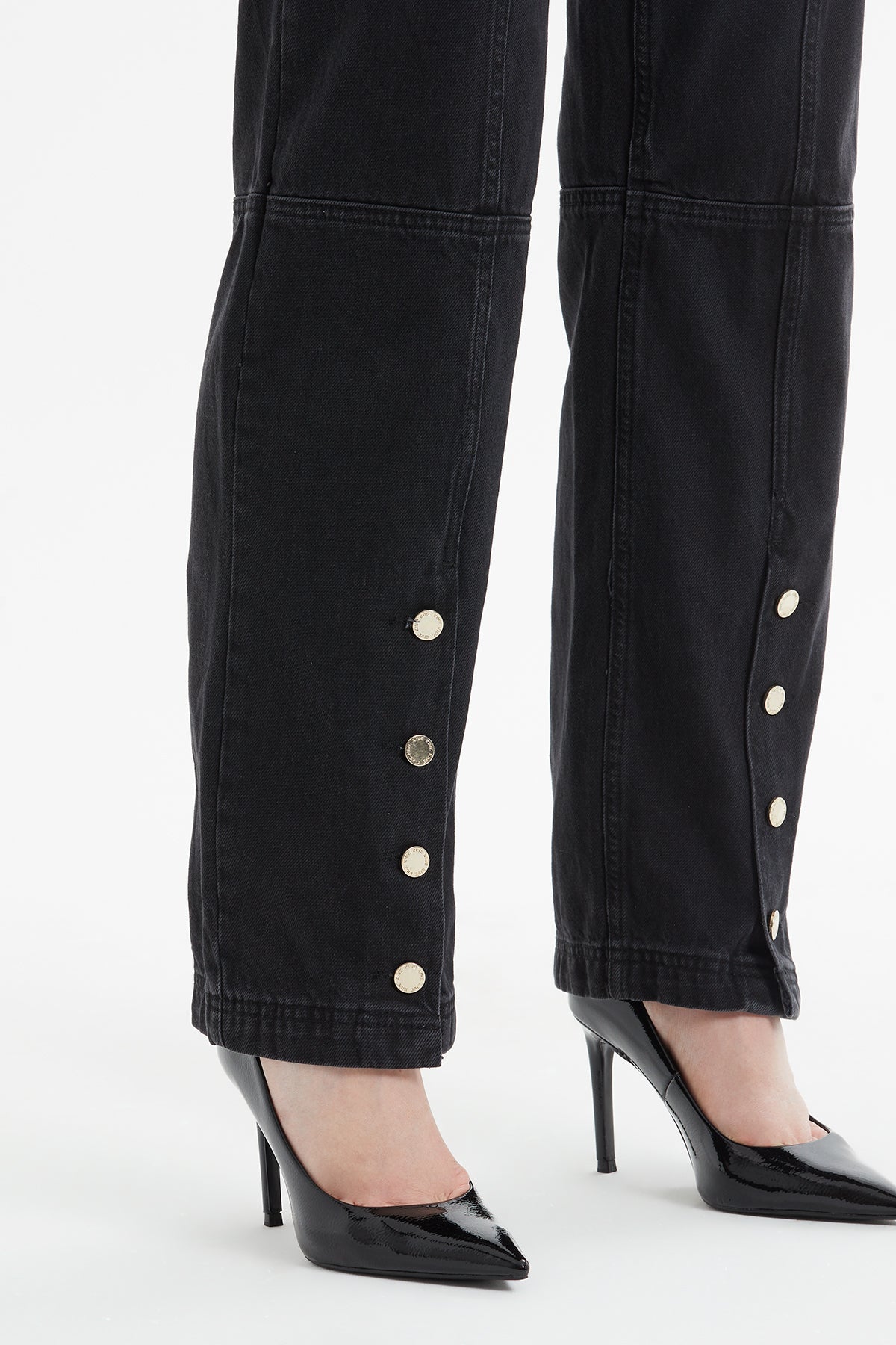 Straight-Leg Button-Hem Jeans