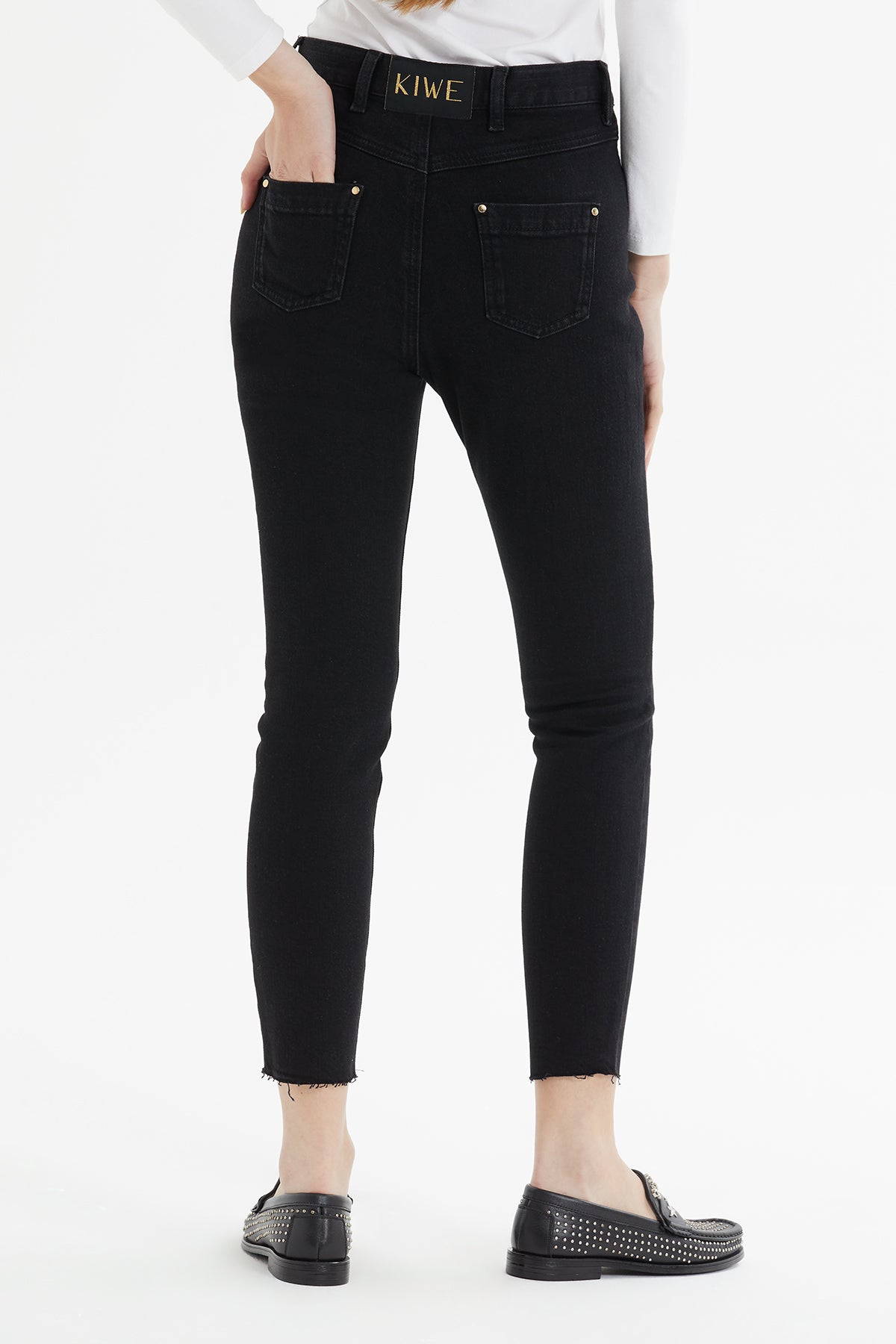 Buttoned Skinny Stretch Jeans