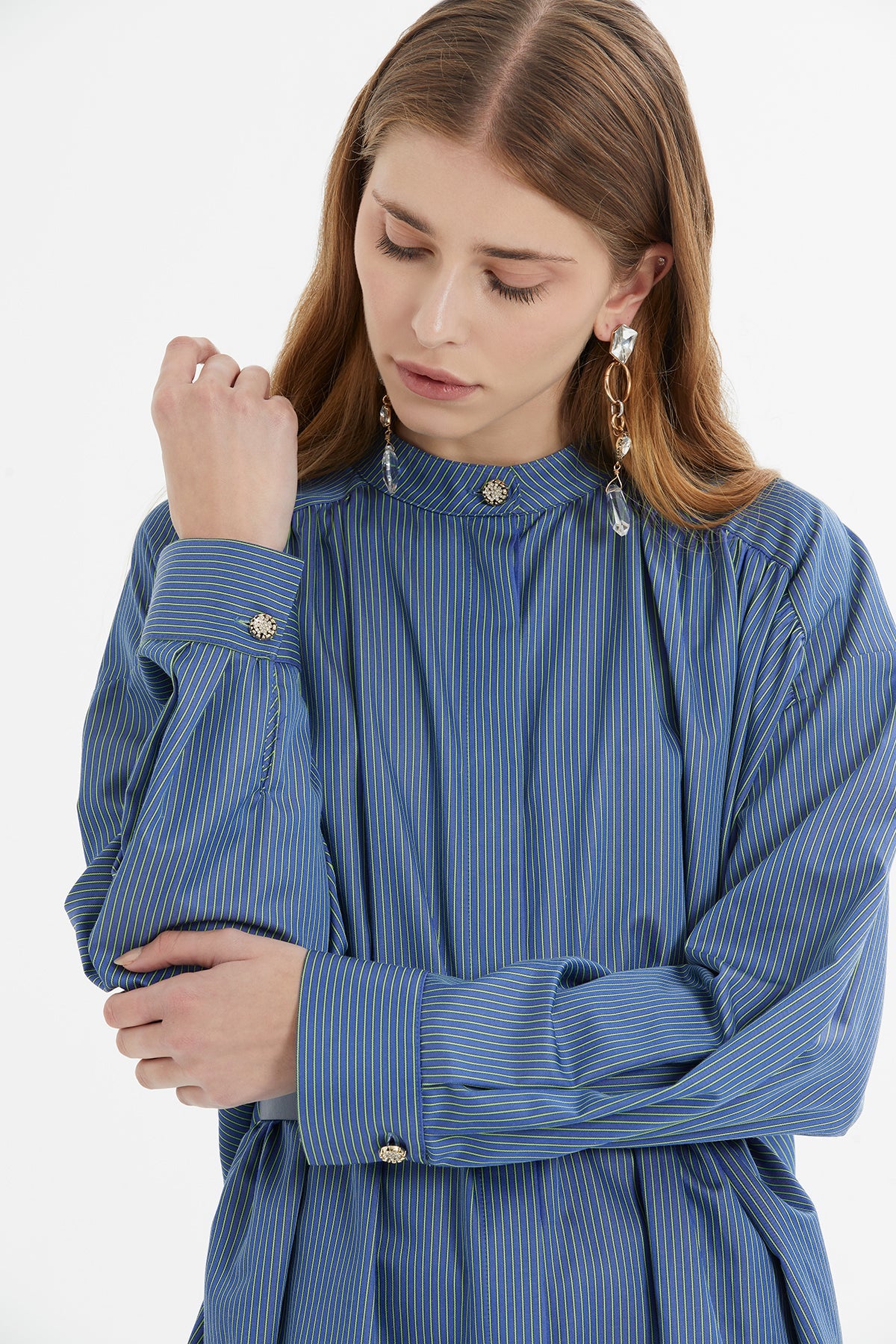 Green Button-Detail Shirt