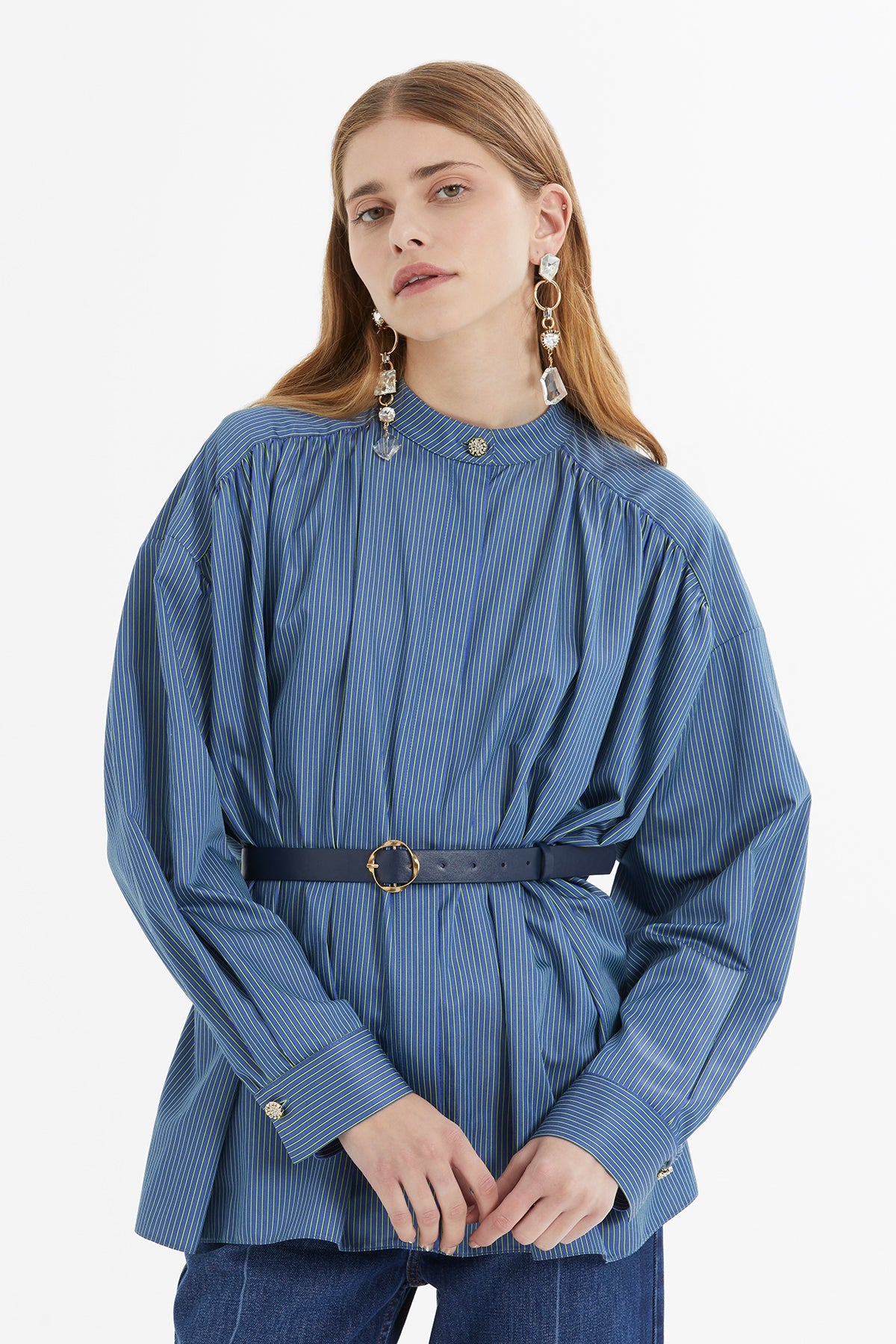 Green Button-Detail Shirt