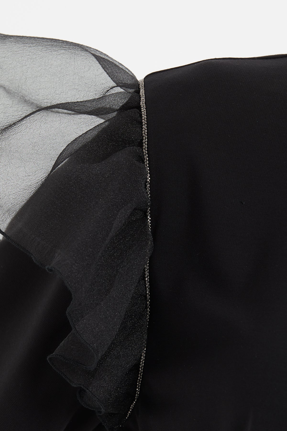 Black Tulle-Detail T-Shirt