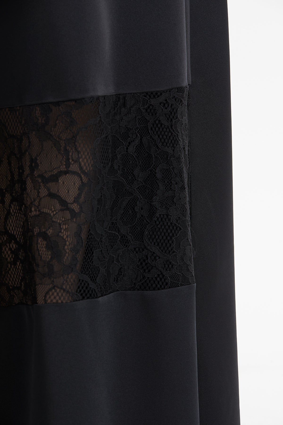 Black Lace-Detail Maxi Skirt
