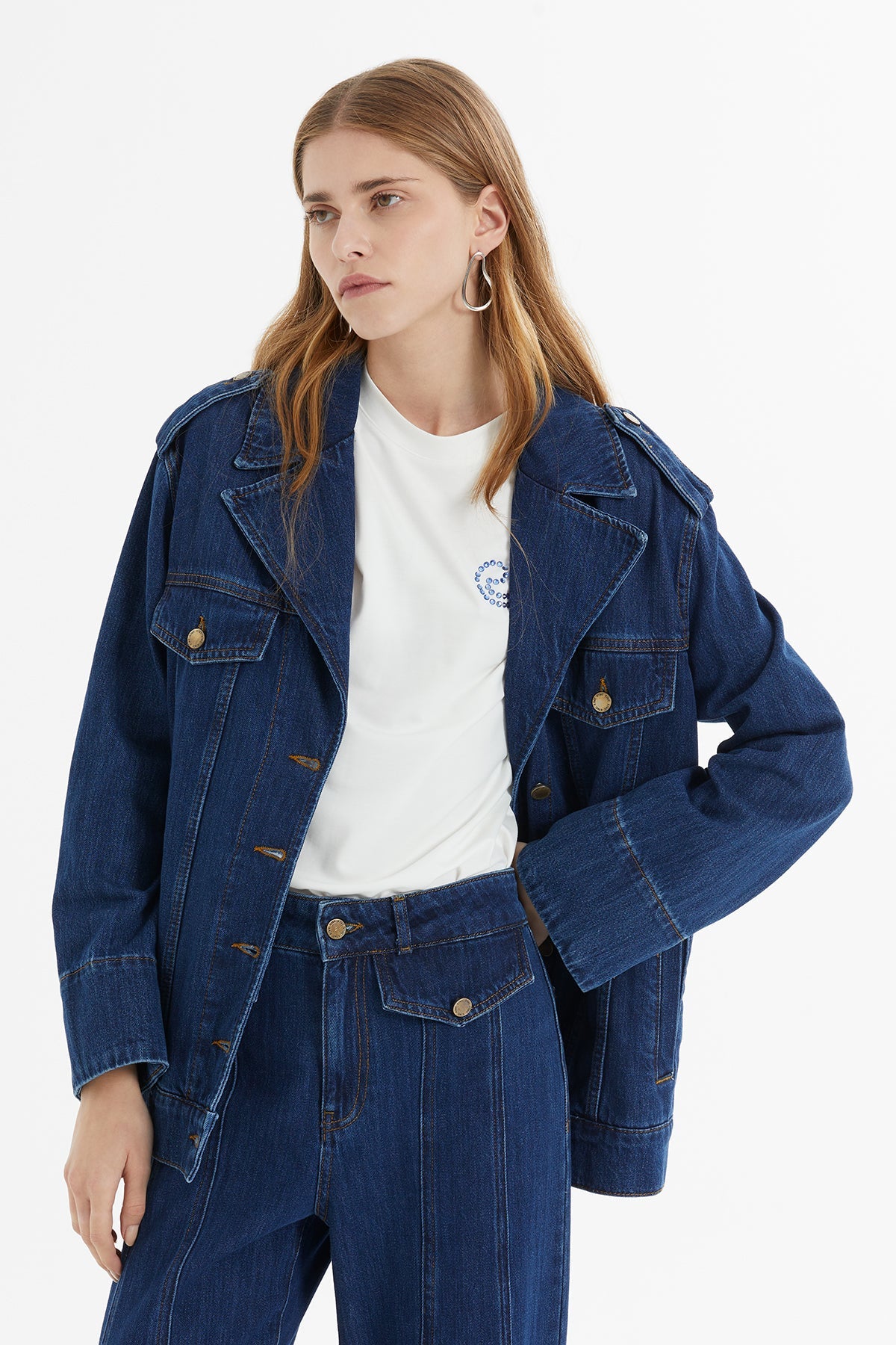 Epaulet Oversize Denim Jacket