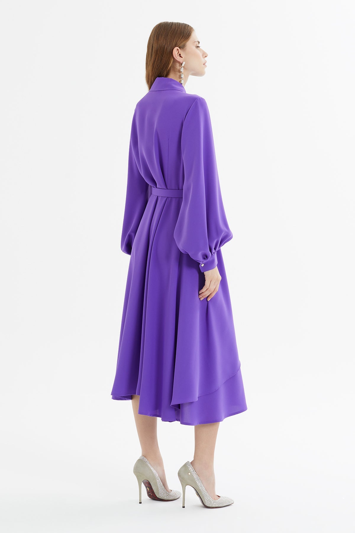 Purple Shirt Dress with Belt Detail