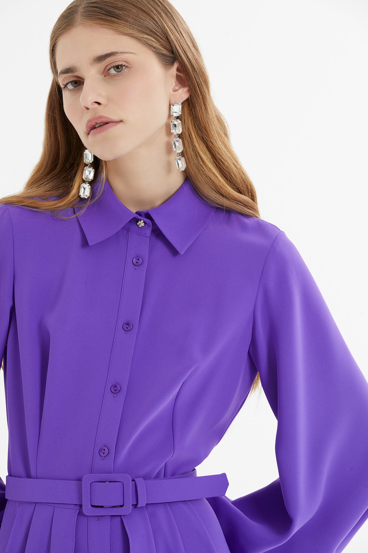 Pink Shirt Dress with Belt Detail