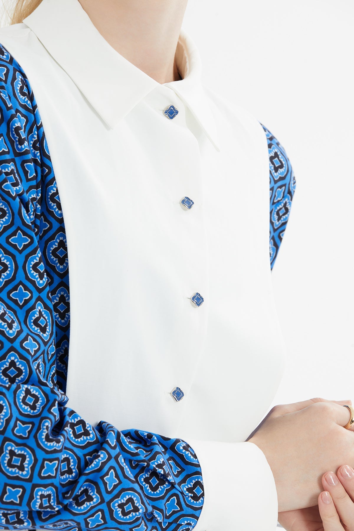 Printed Long Dress with Bow-Tie