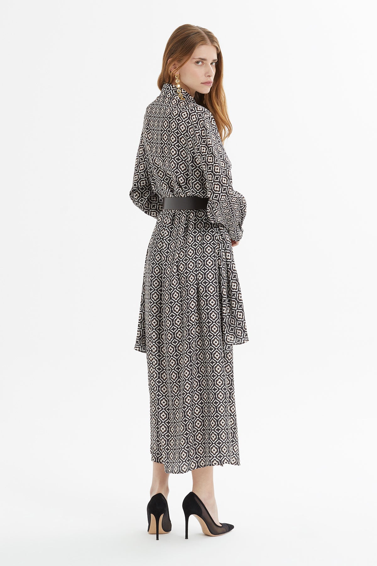 Printed Long Brown Dress