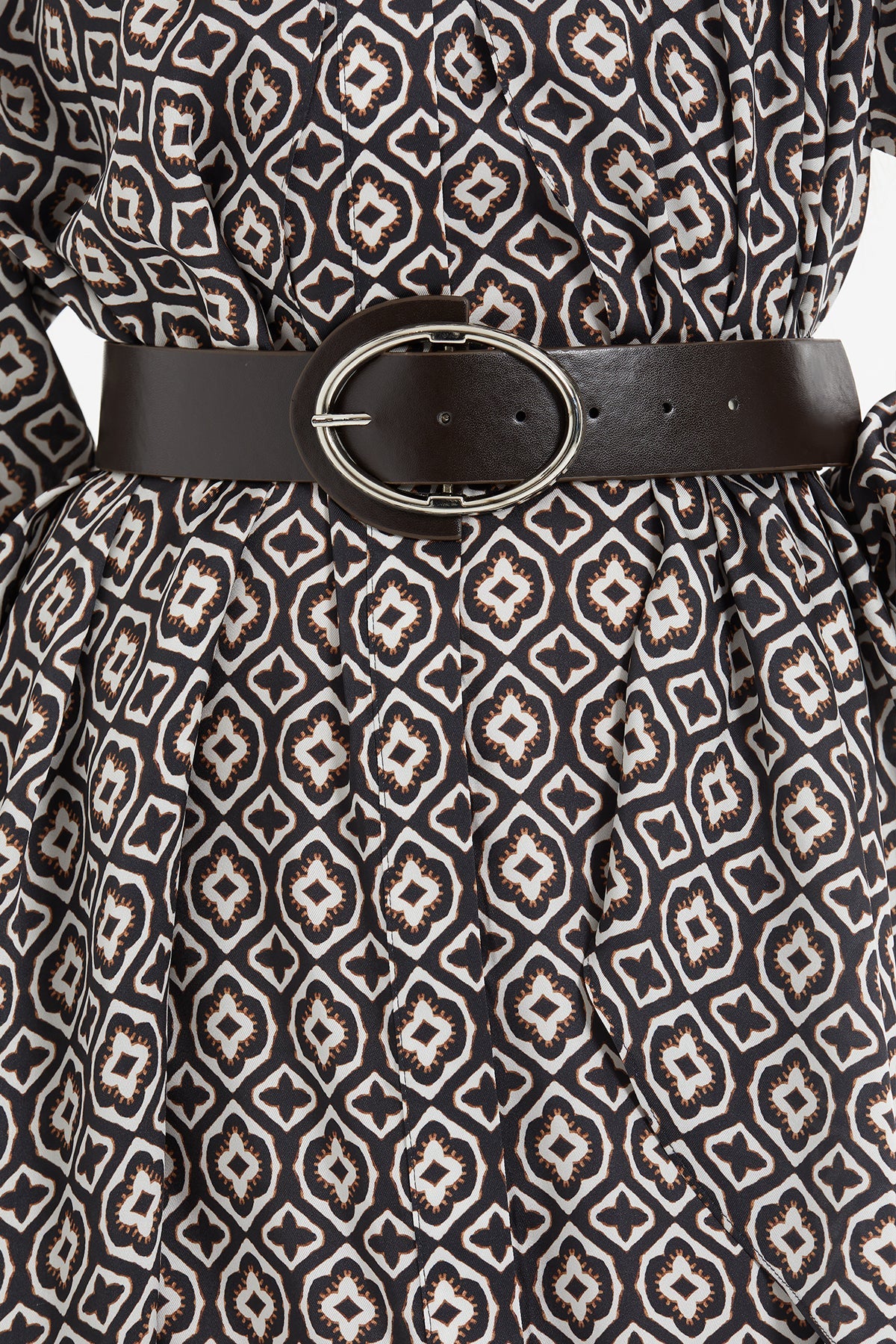 Printed Long Brown Dress