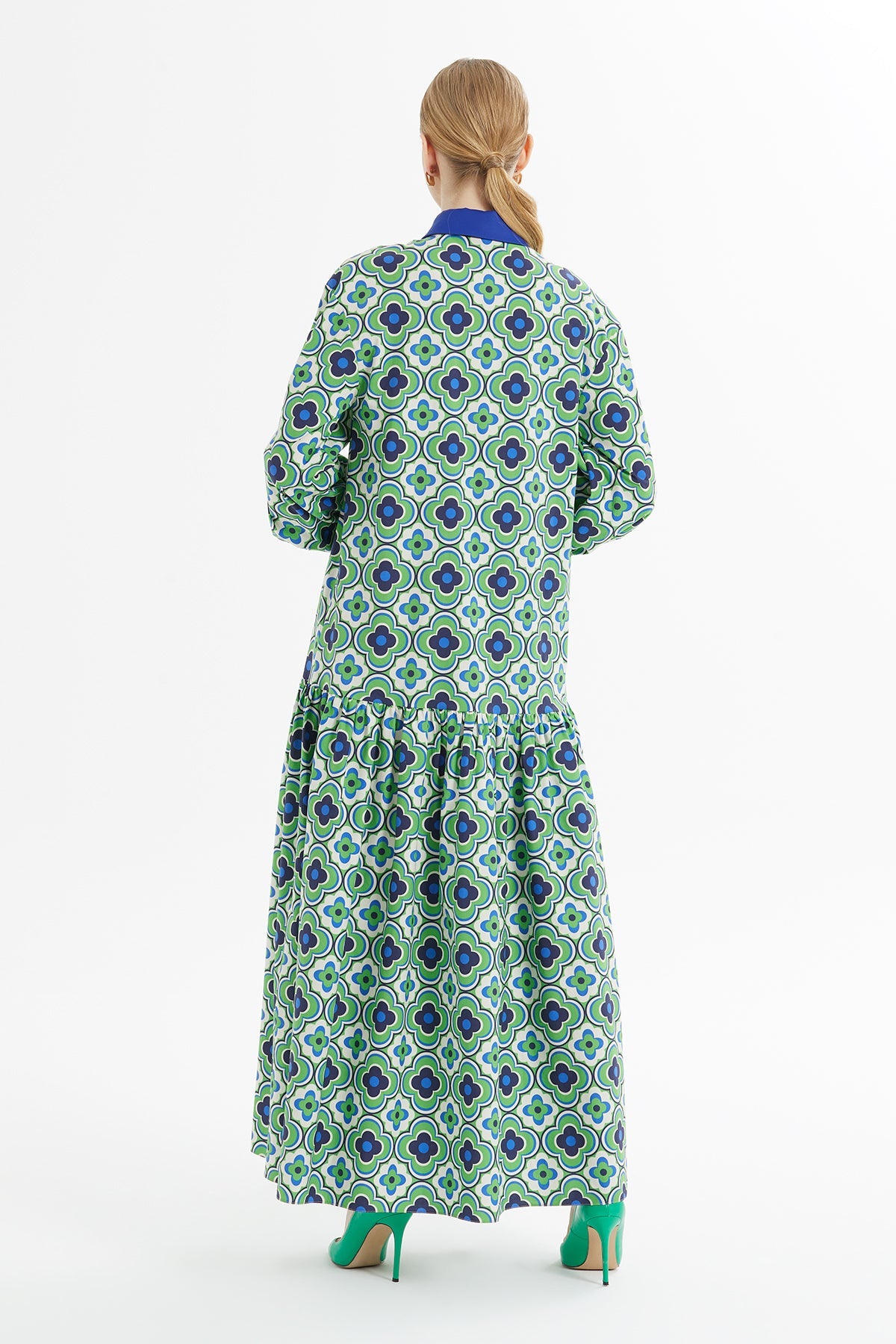 Printed Tie-Fastening Long Dress