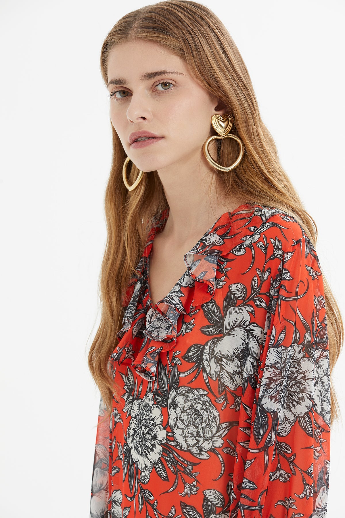 Printed Long Dress with Elasticated Ankles