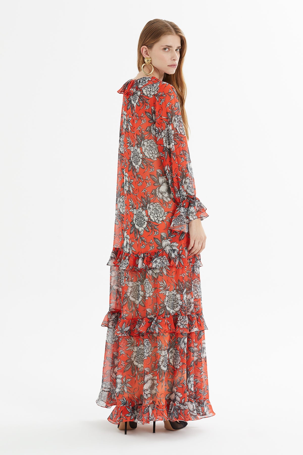 Printed Long Dress with Elasticated Ankles