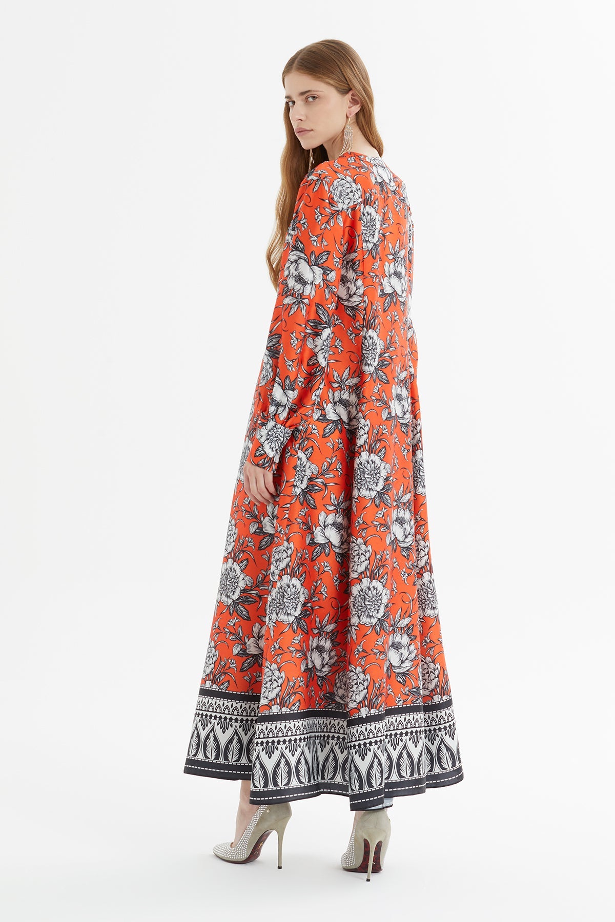Printed Long Flared Dress