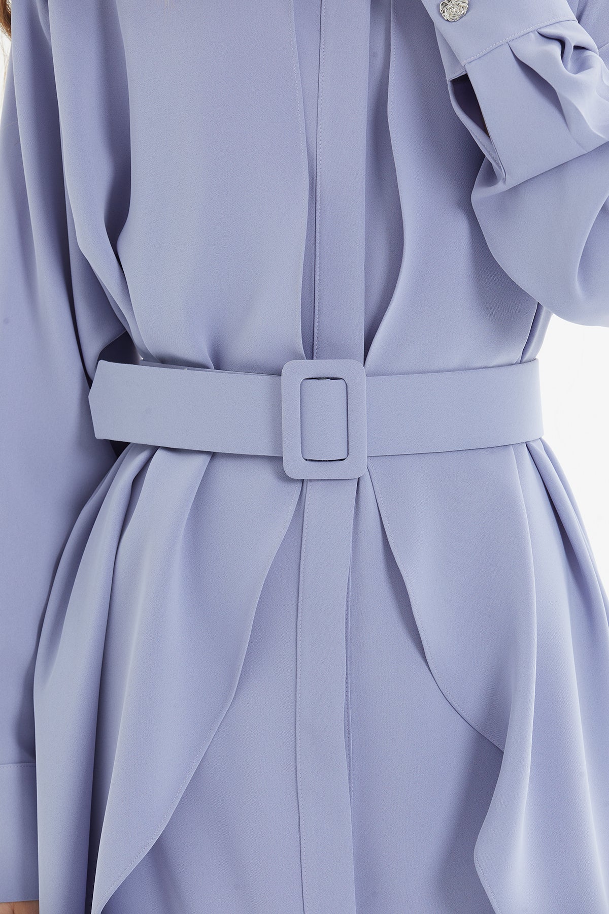 Purple Asymmetrical Dress with Belt Detail