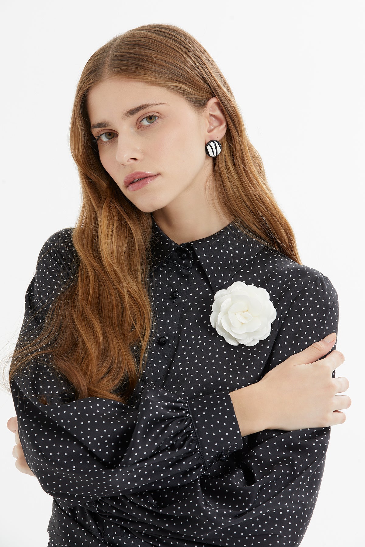 Black Polka-Dot Maxi Dress