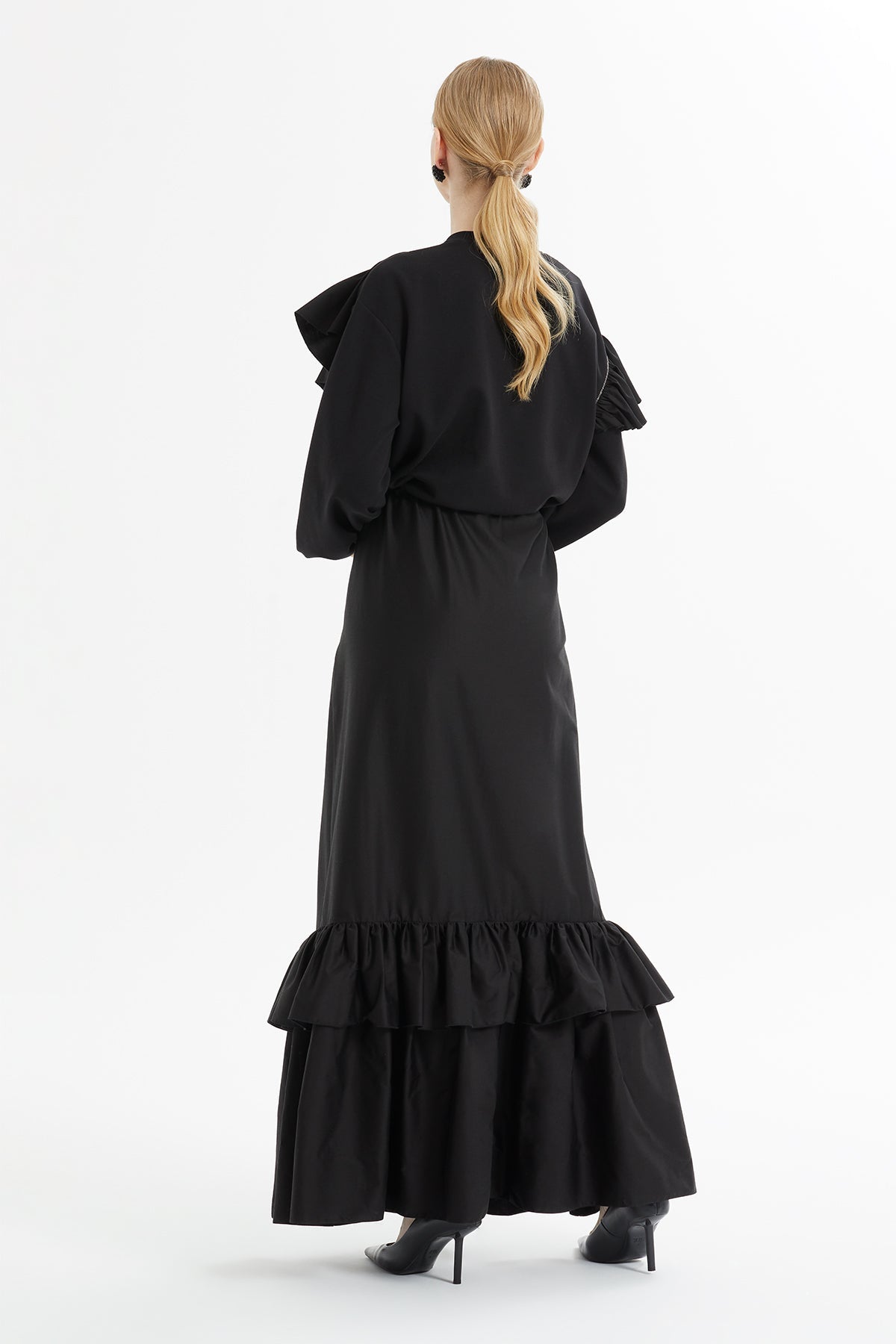 Black Ruffled Long Dress