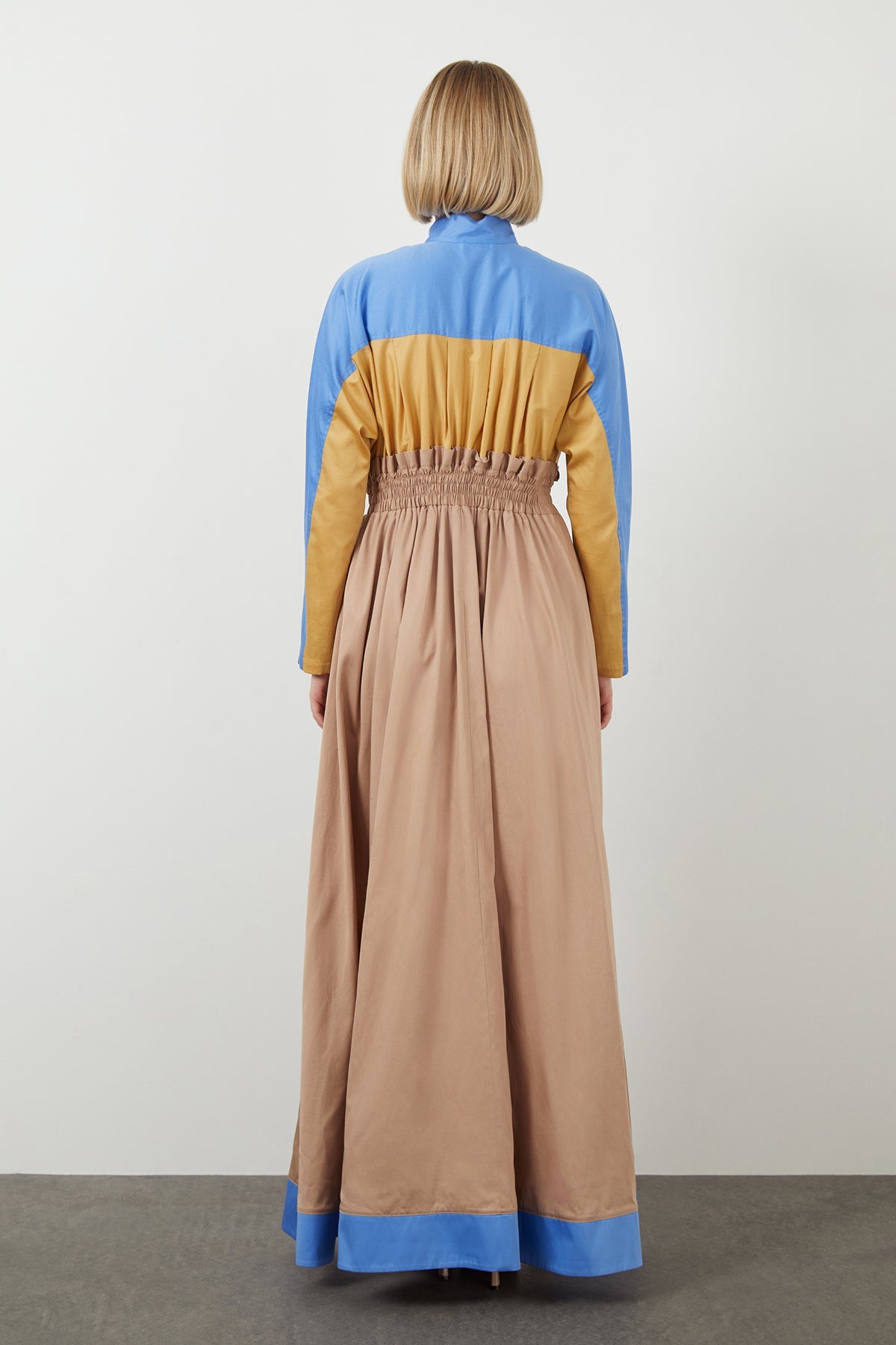 Beige Color-Block Maxi Dress