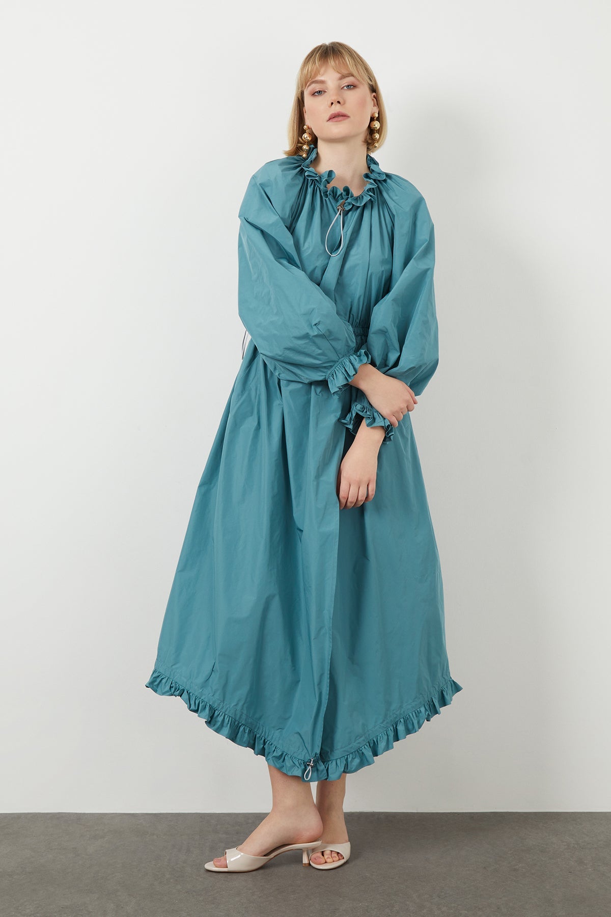 Turquoise Maxi Ruffle Dress