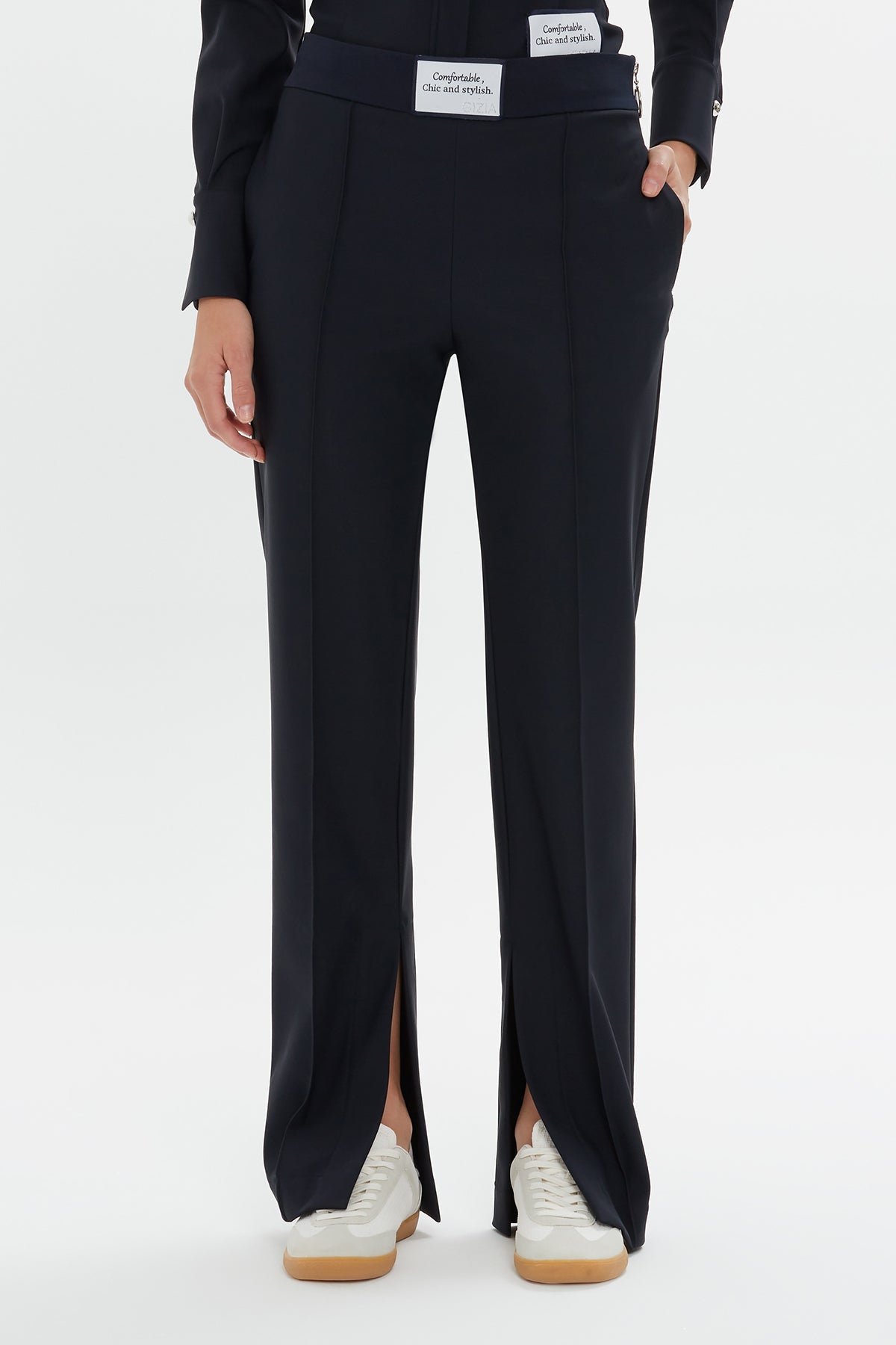 Dark Navy Relaxed Side Slit Pants