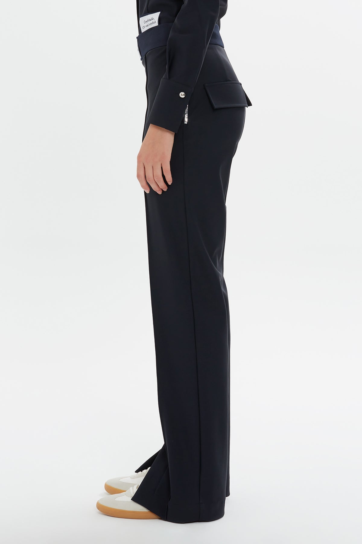 Dark Navy Relaxed Side Slit Pants